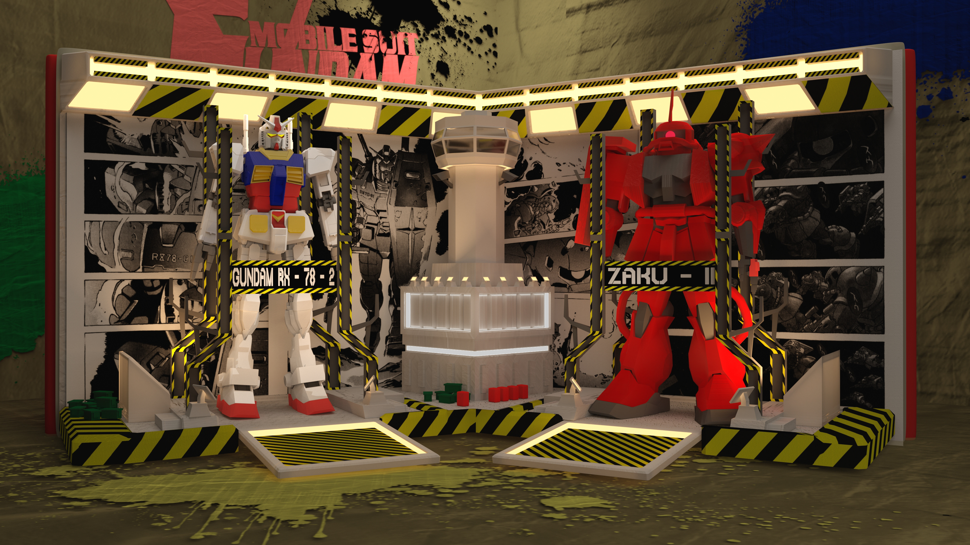 Maya Modeling/ RenderMan Renderer (Pop-Up Book Gundam) 