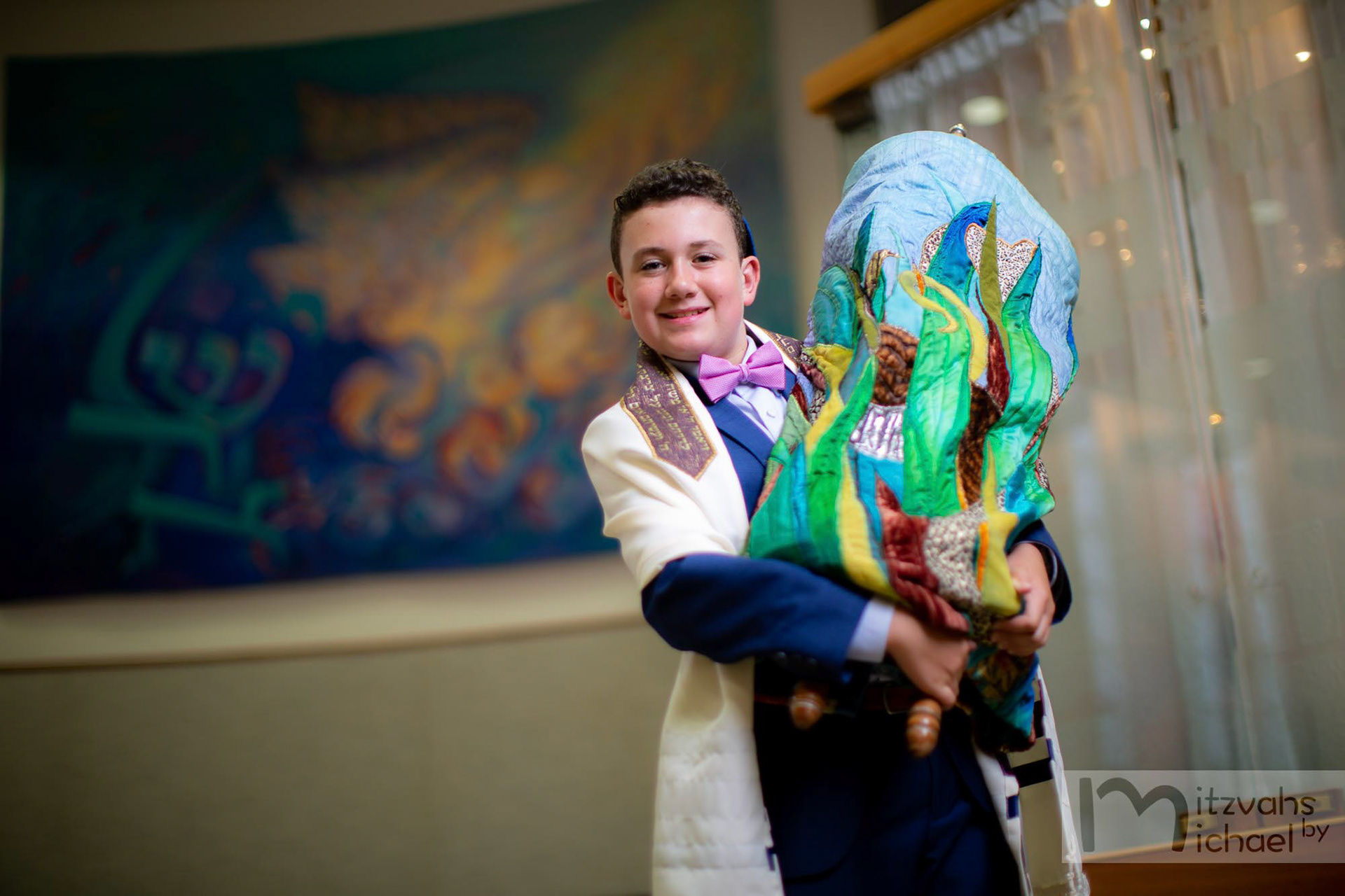 Garrett's Bar Mitzvah rehearsal and portrait session at Beth El Congregation in Bethesda, MD.