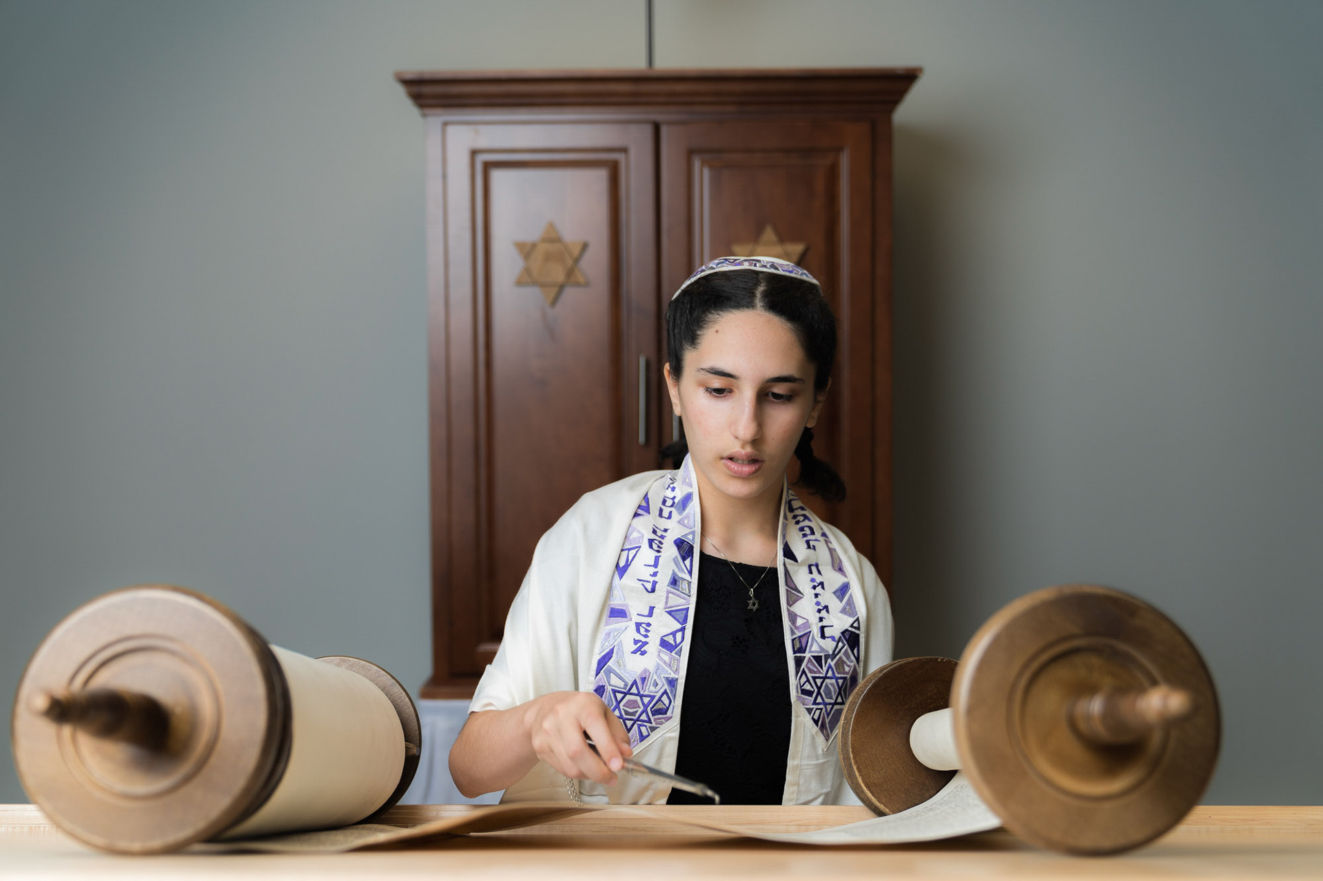 Ilana’s Bat Mitzvah rehearsal at Bat Chaverim in Columbia, MD.