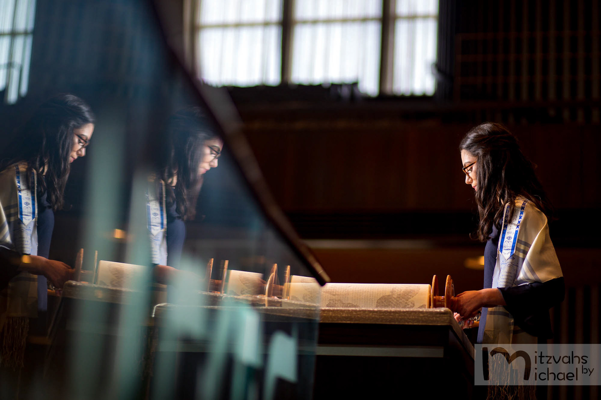 Linley's Bat Mitzvah portrait session at Chizuk Amuno in Baltimore, MD.