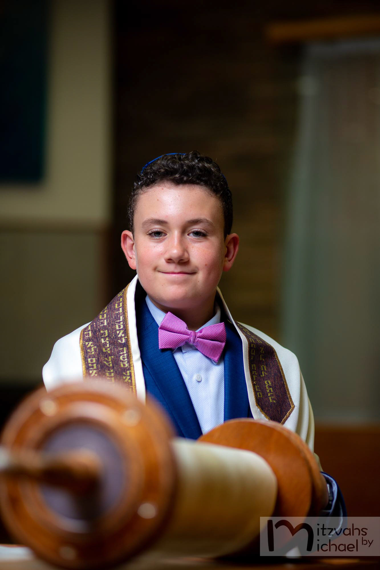 Garrett's Bar Mitzvah rehearsal and portrait session at Beth El Congregation in Bethesda, MD.