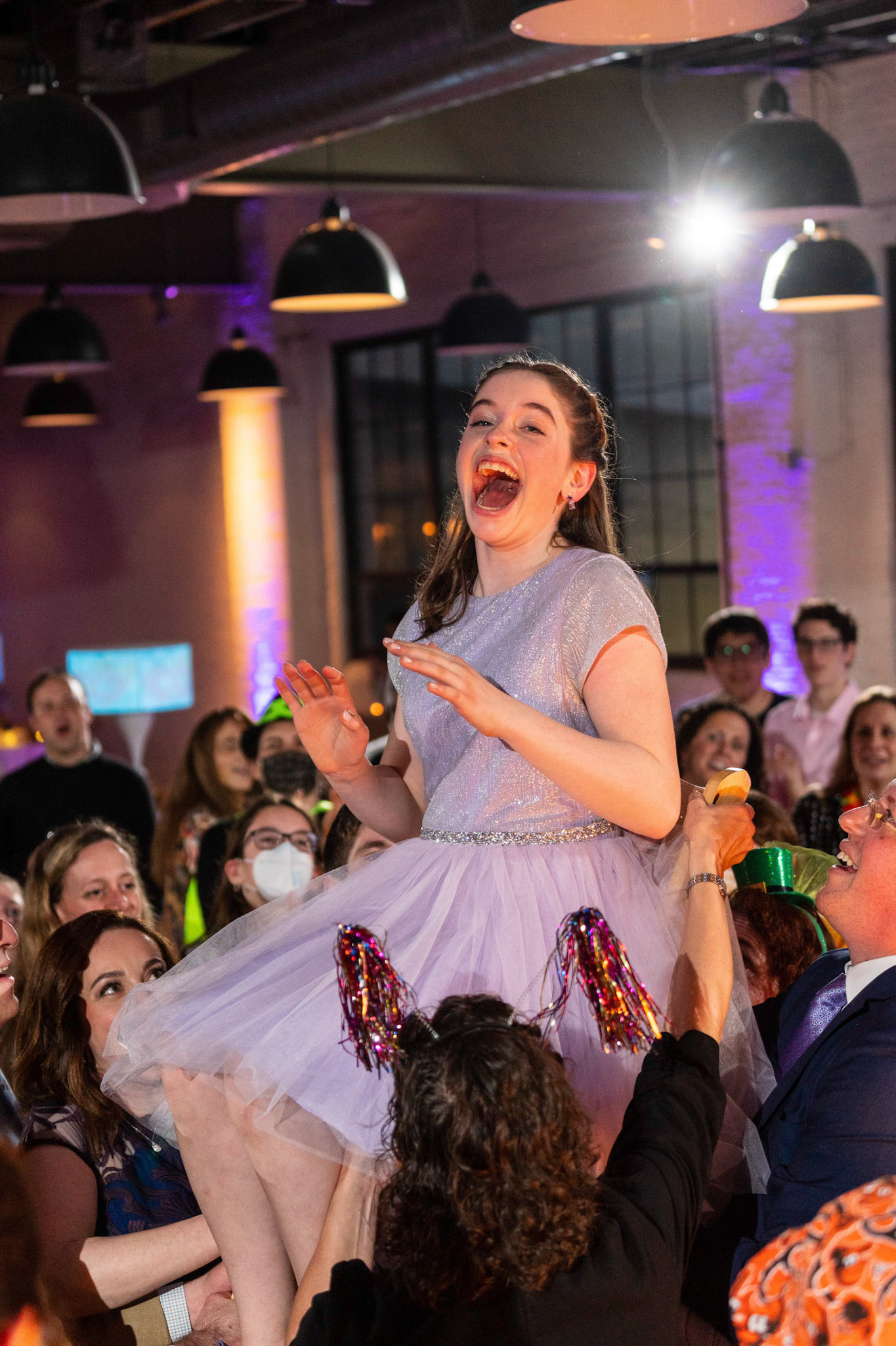 Talia’s bat mitzvah and Megillah reading on Purim on March 18, 2022 at the Accelerator Space in Baltimore, MD