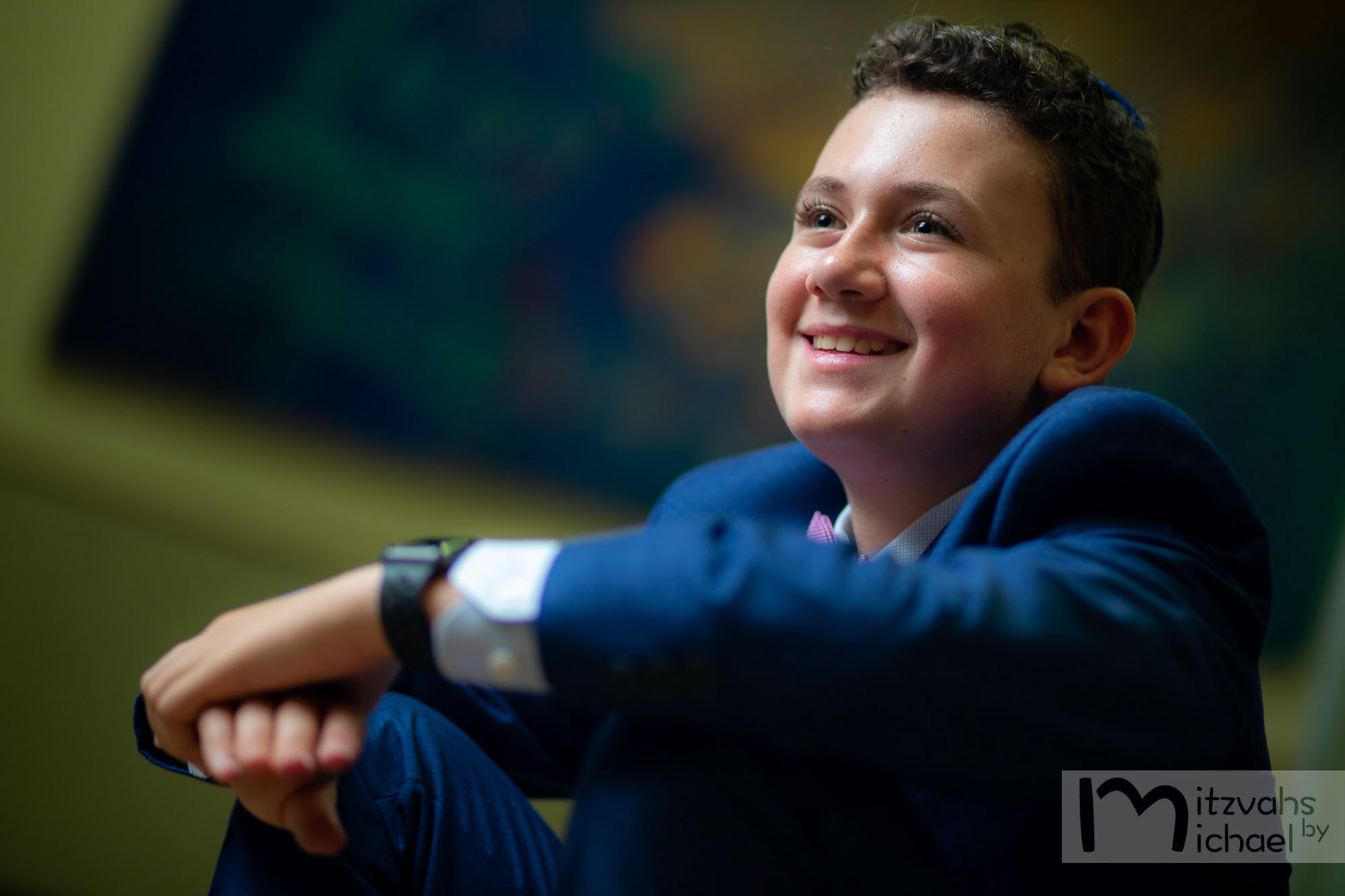 Garrett's Bar Mitzvah rehearsal and portrait session at Beth El Congregation in Bethesda, MD.