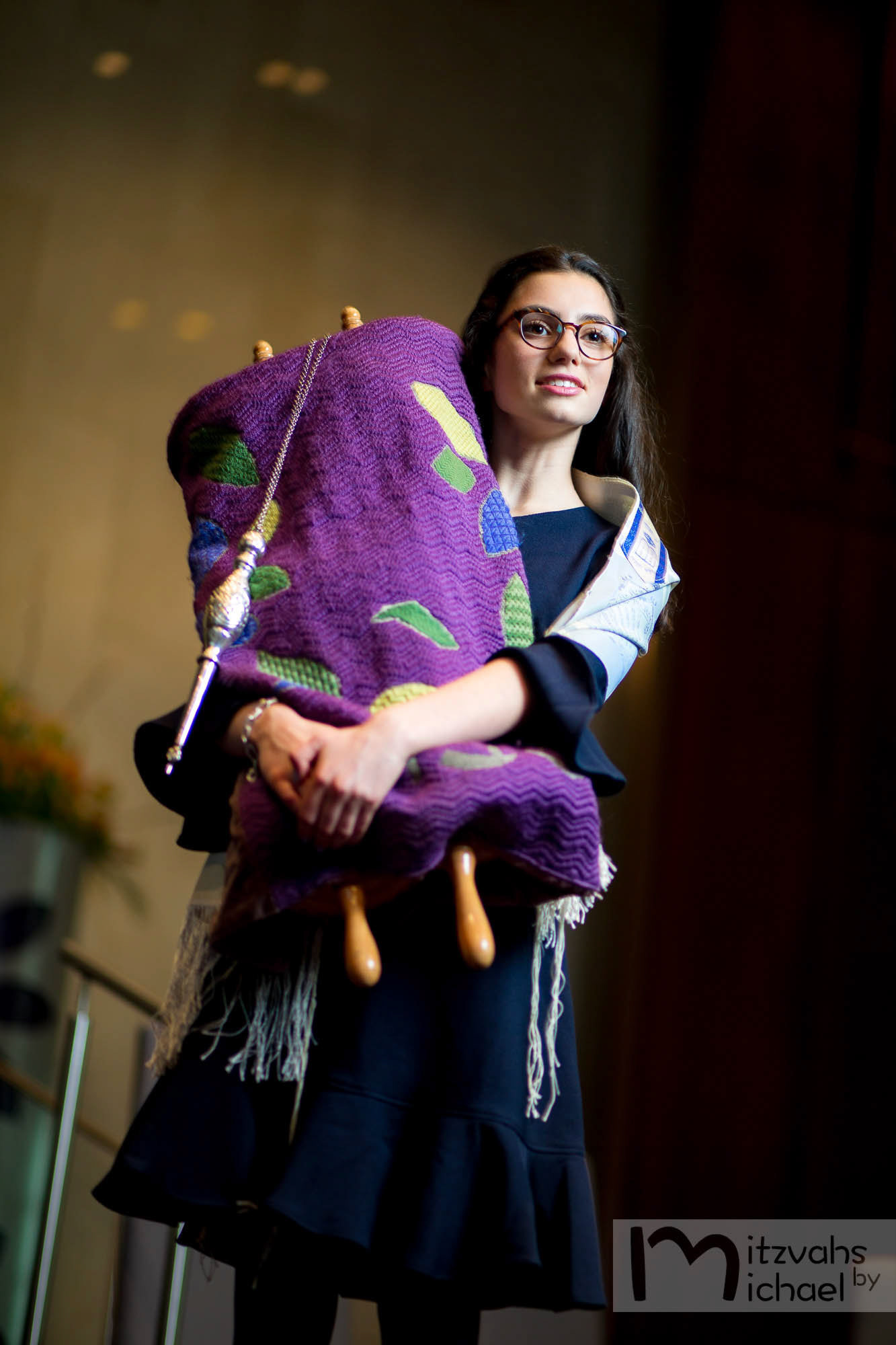 Linley's Bat Mitzvah portrait session at Chizuk Amuno in Baltimore, MD.