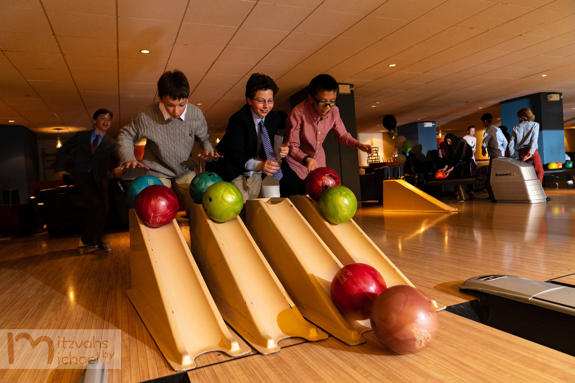 Ben’s Temple Micah Bar Mitzvah kid’s party at Pinstripes in Georgetown and family dinner at Sfoglina in Van Ness.