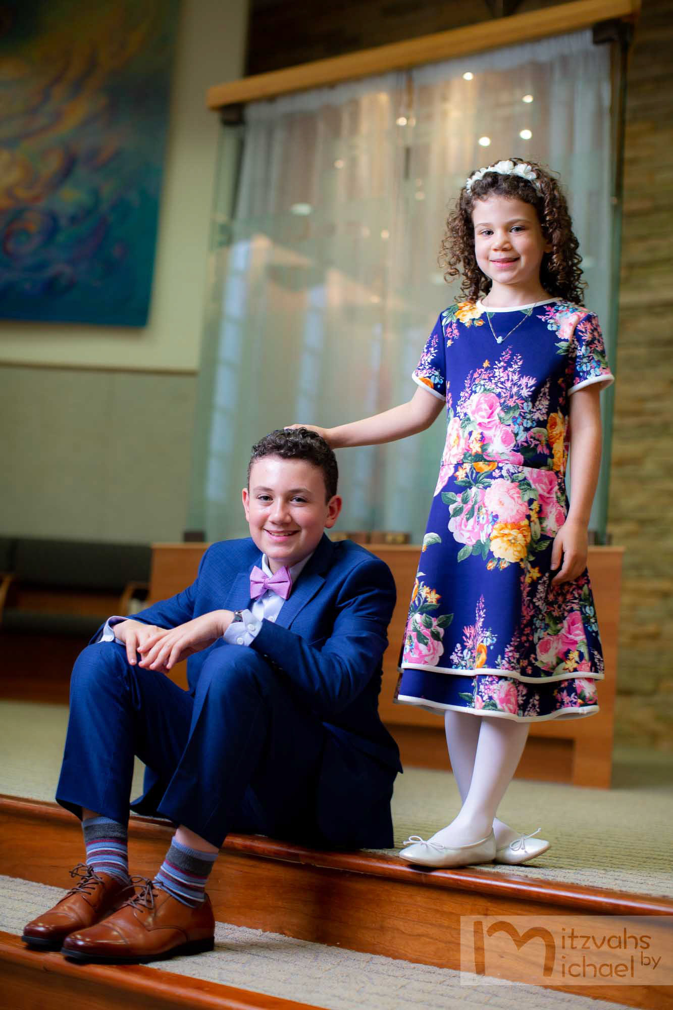 Garrett's Bar Mitzvah rehearsal and portrait session at Beth El Congregation in Bethesda, MD.