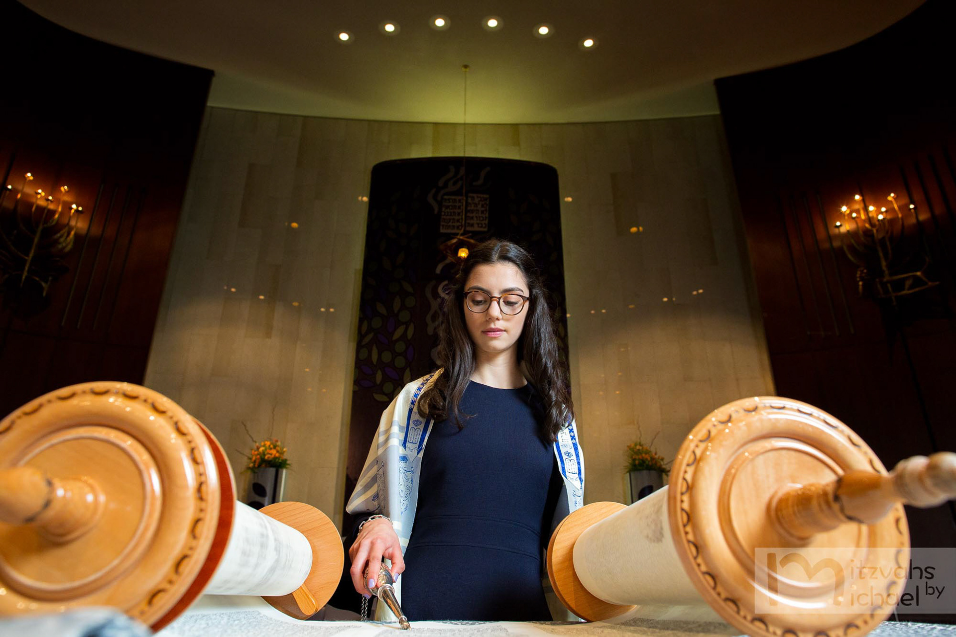 Linley's Bat Mitzvah portrait session at Chizuk Amuno in Baltimore, MD.