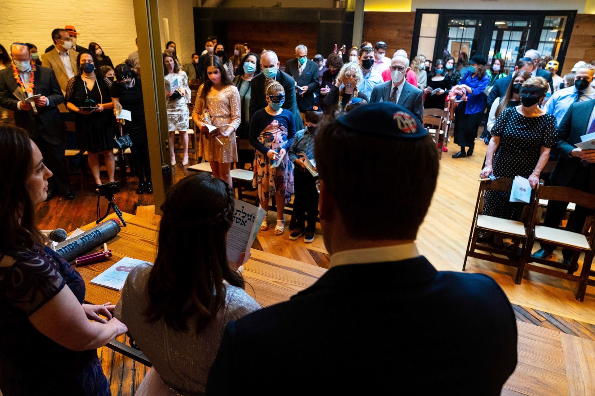 Talia’s bat mitzvah and Megillah reading on Purim on March 18, 2022 at the Accelerator Space in Baltimore, MD