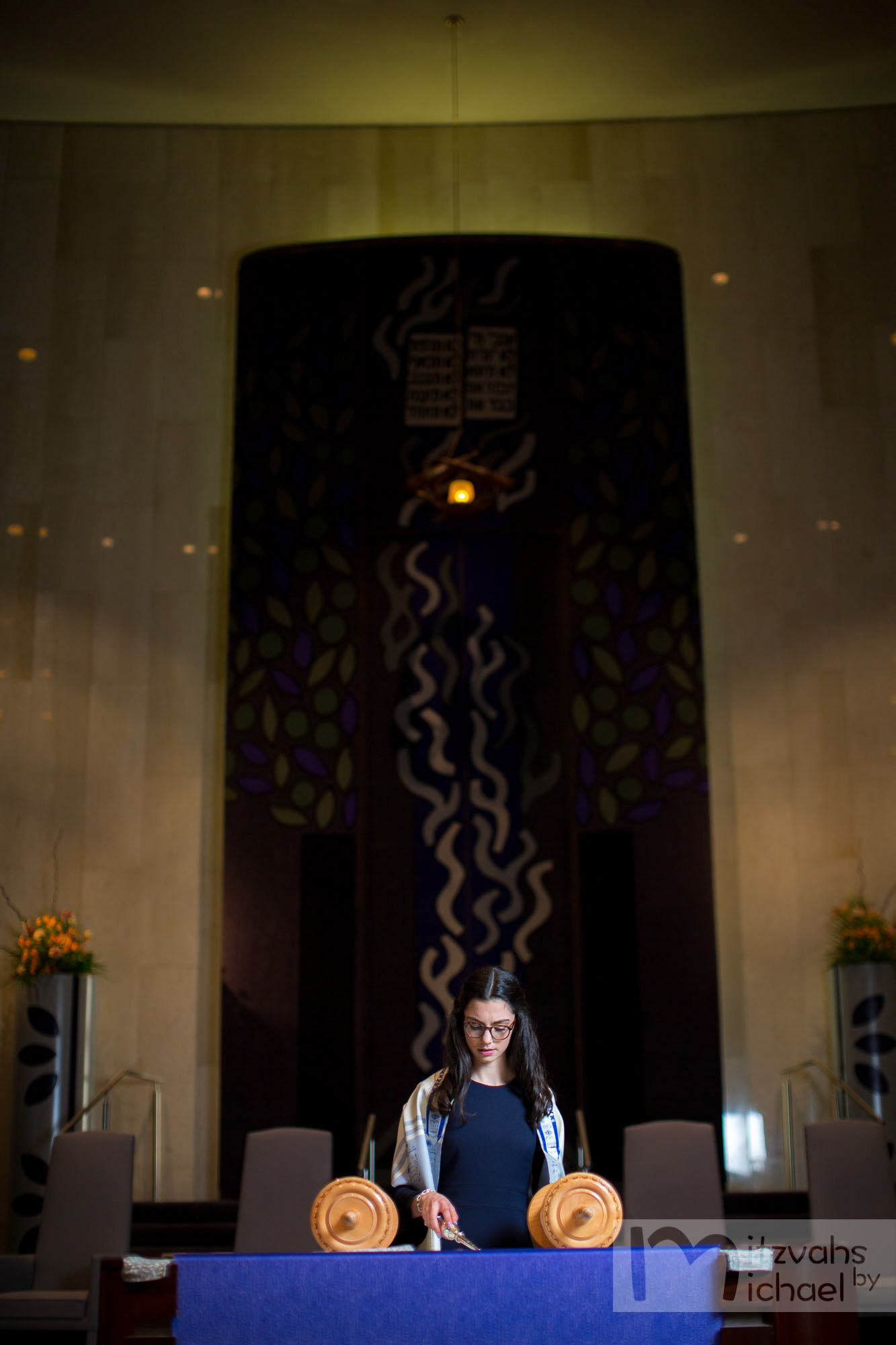 Linley's Bat Mitzvah portrait session at Chizuk Amuno in Baltimore, MD.