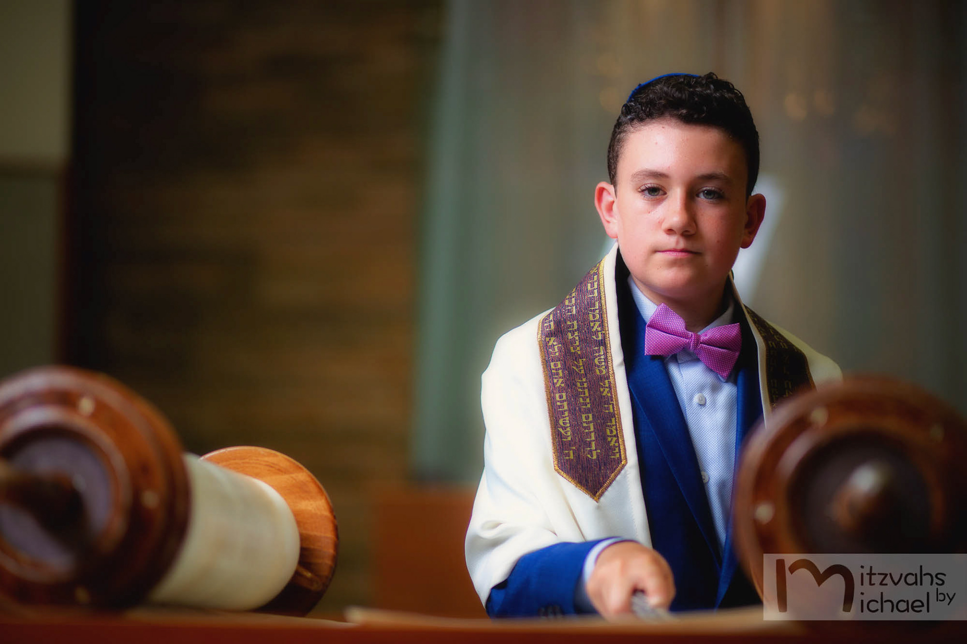Garrett's Bar Mitzvah rehearsal and portrait session at Beth El Congregation in Bethesda, MD.