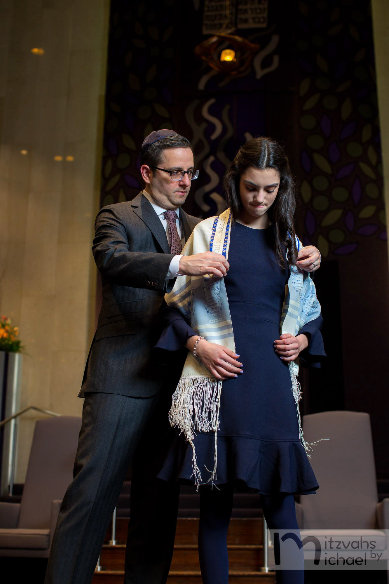 Linley's Bat Mitzvah portrait session at Chizuk Amuno in Baltimore, MD.