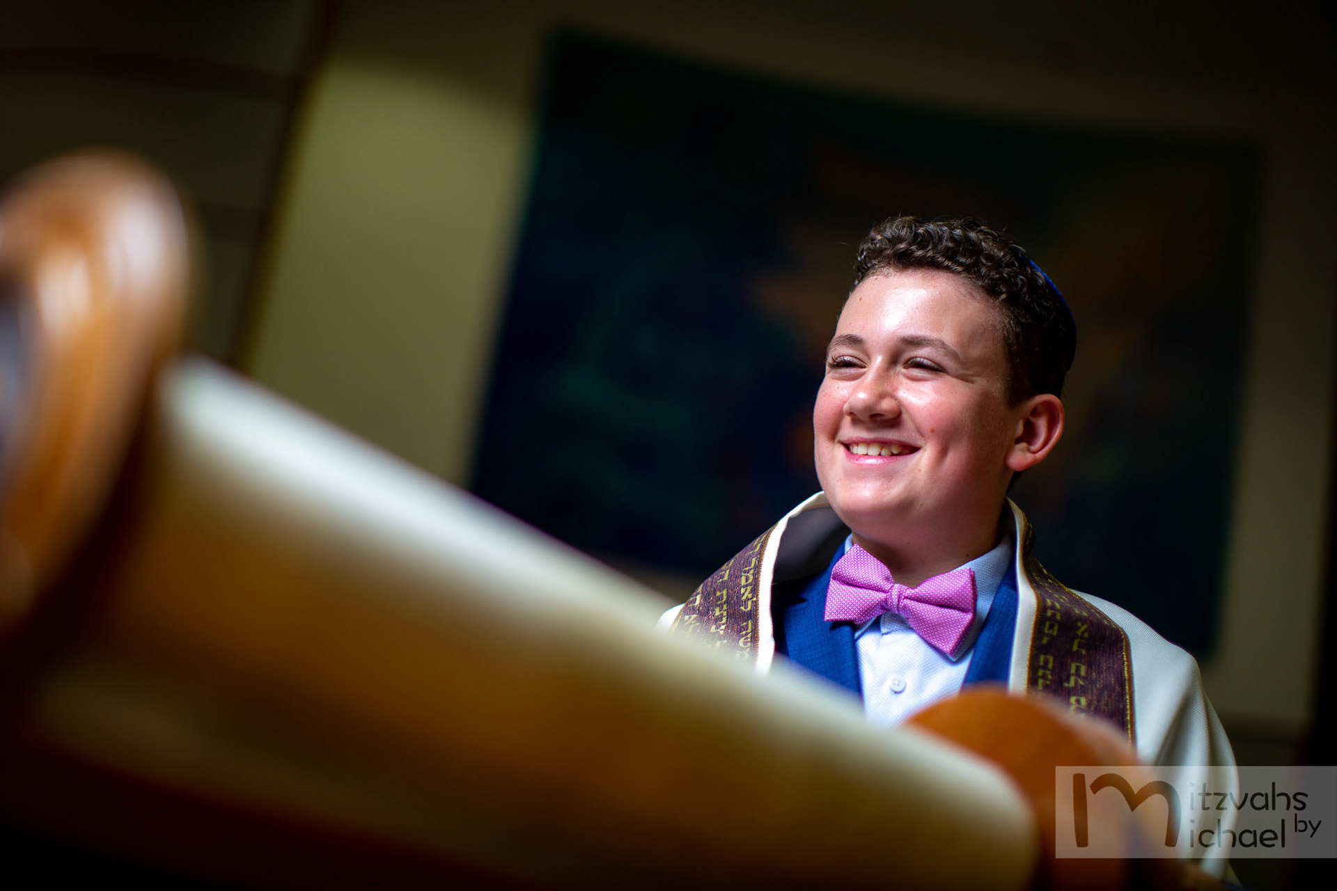 Garrett's Bar Mitzvah rehearsal and portrait session at Beth El Congregation in Bethesda, MD.