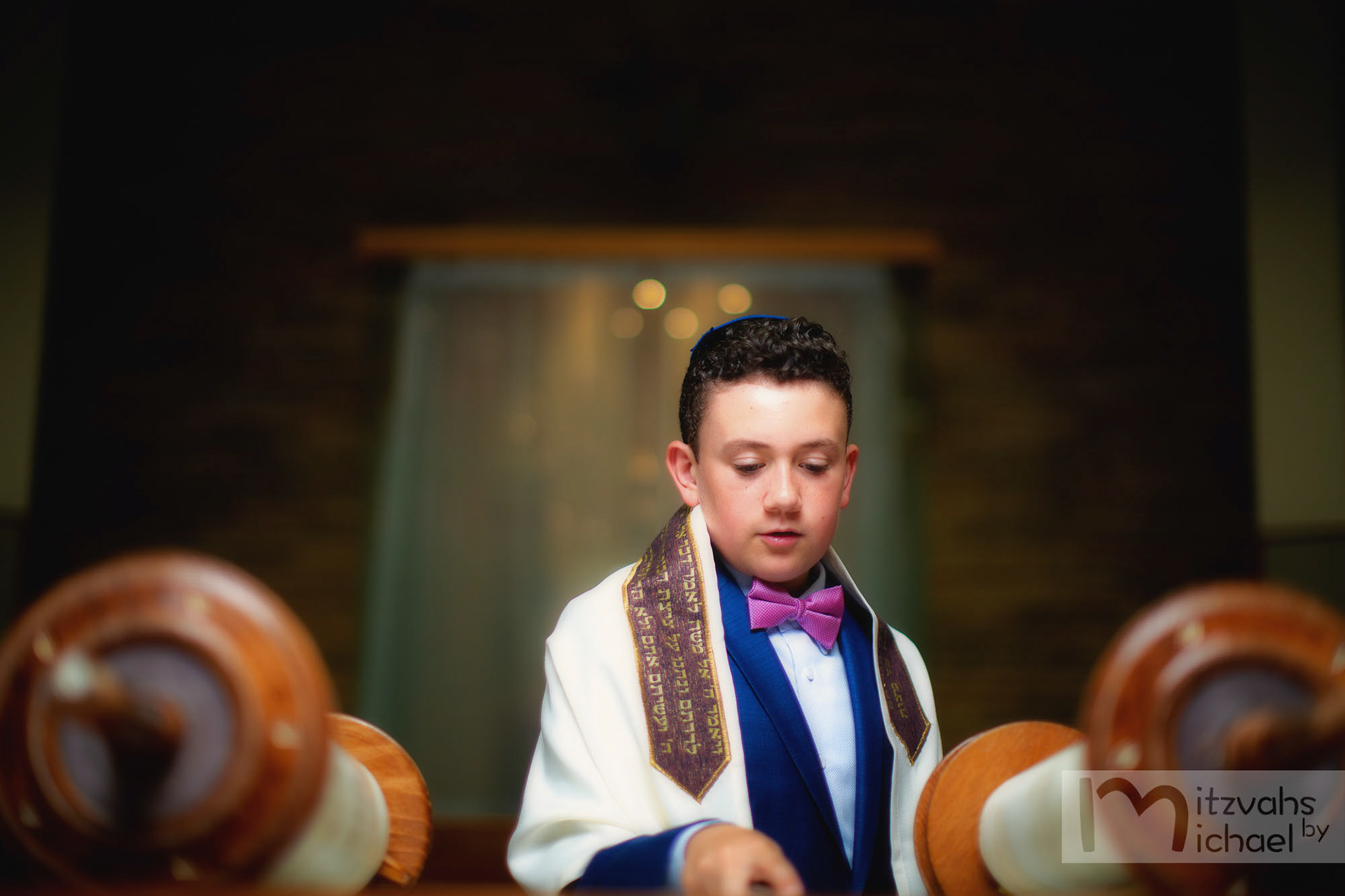 Garrett's Bar Mitzvah rehearsal and portrait session at Beth El Congregation in Bethesda, MD.