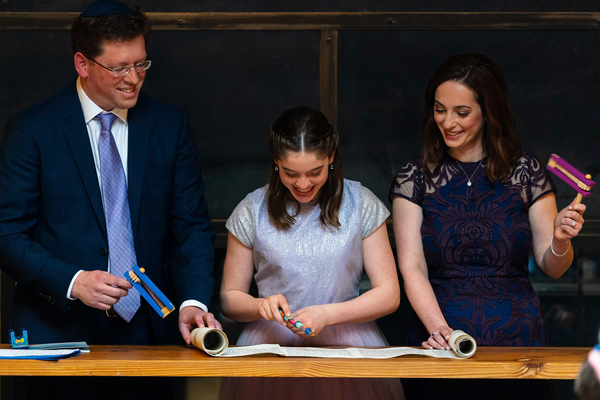 Talia’s bat mitzvah and Megillah reading on Purim on March 18, 2022 at the Accelerator Space in Baltimore, MD