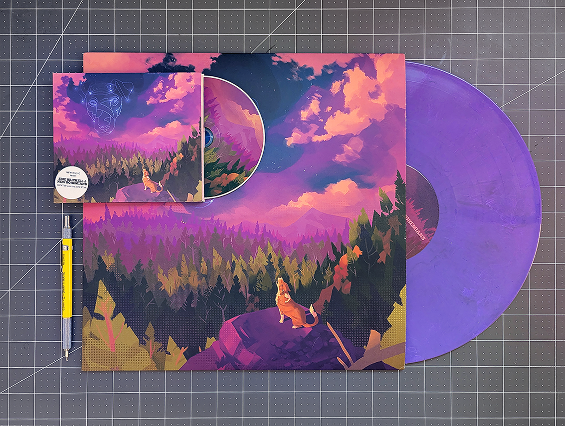 Design for the jacket, liner notes, cd and vinyl art. Banjo was happy to pose for ref.