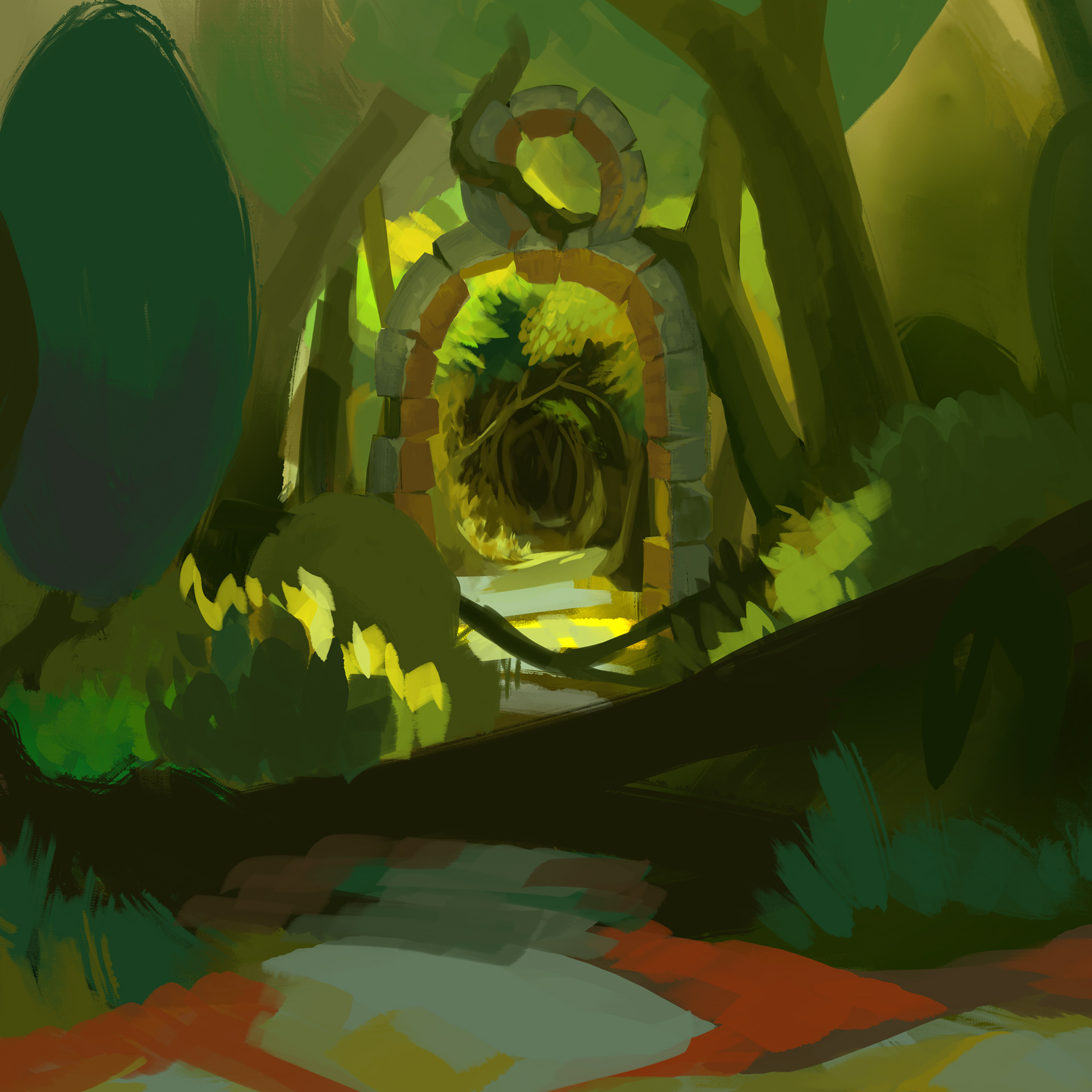 GridLight - concept, overgrown path