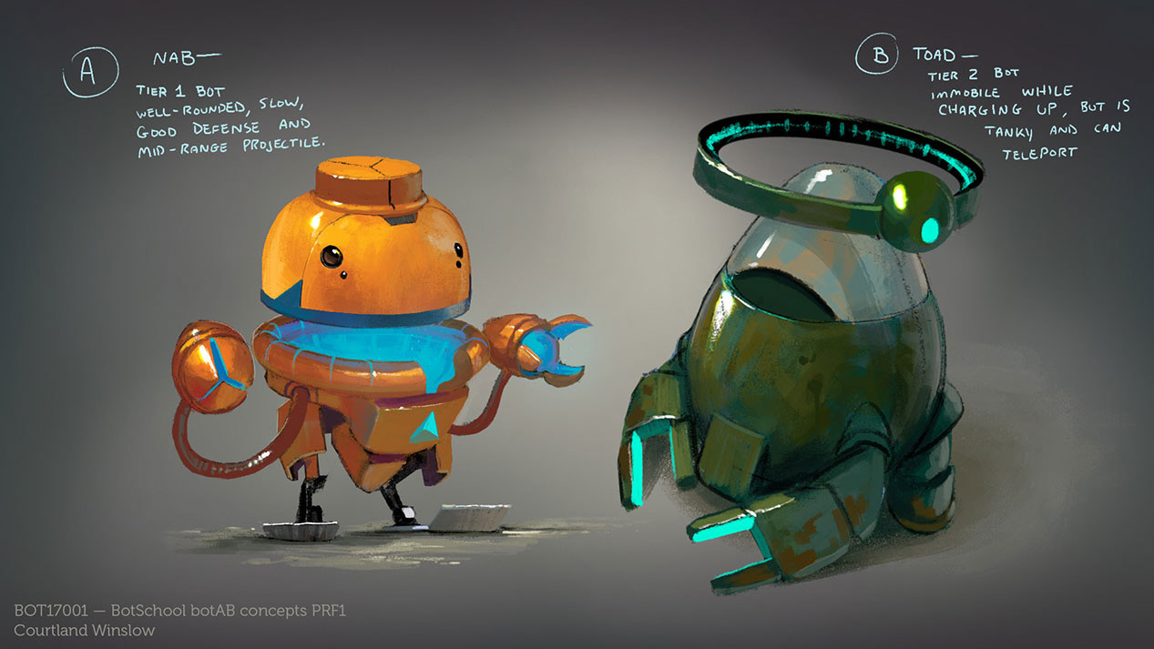 Nab and Toad - two friendly Bots the player could start with
