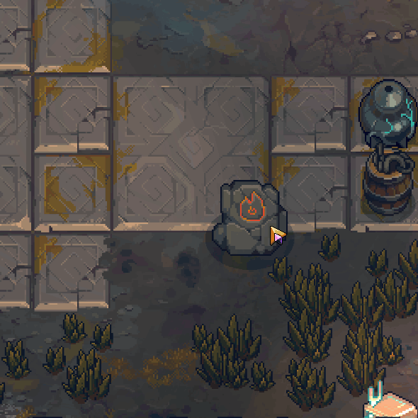 Musical instruments can charm enemies, like this projectile fired from a harp.