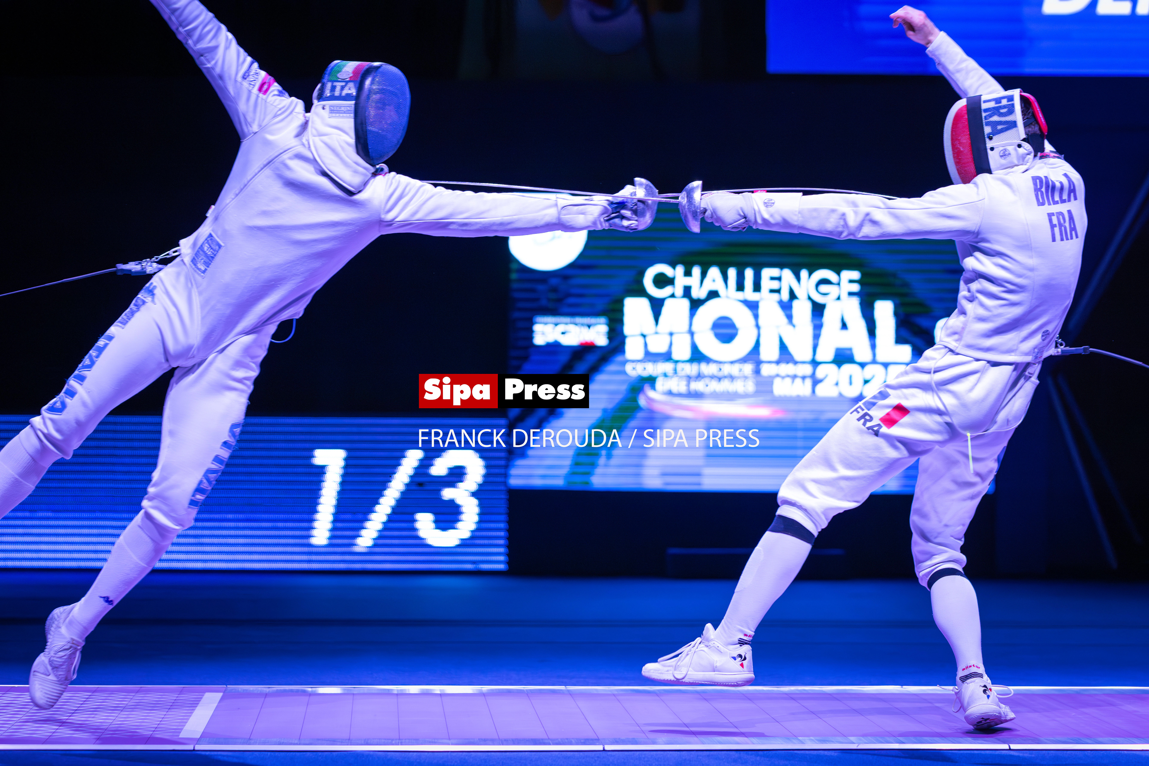 World Fencing Challenge Monal-Semi-final between Gaetan Billa (France Team) and Davide Di Veroli (Italy team)