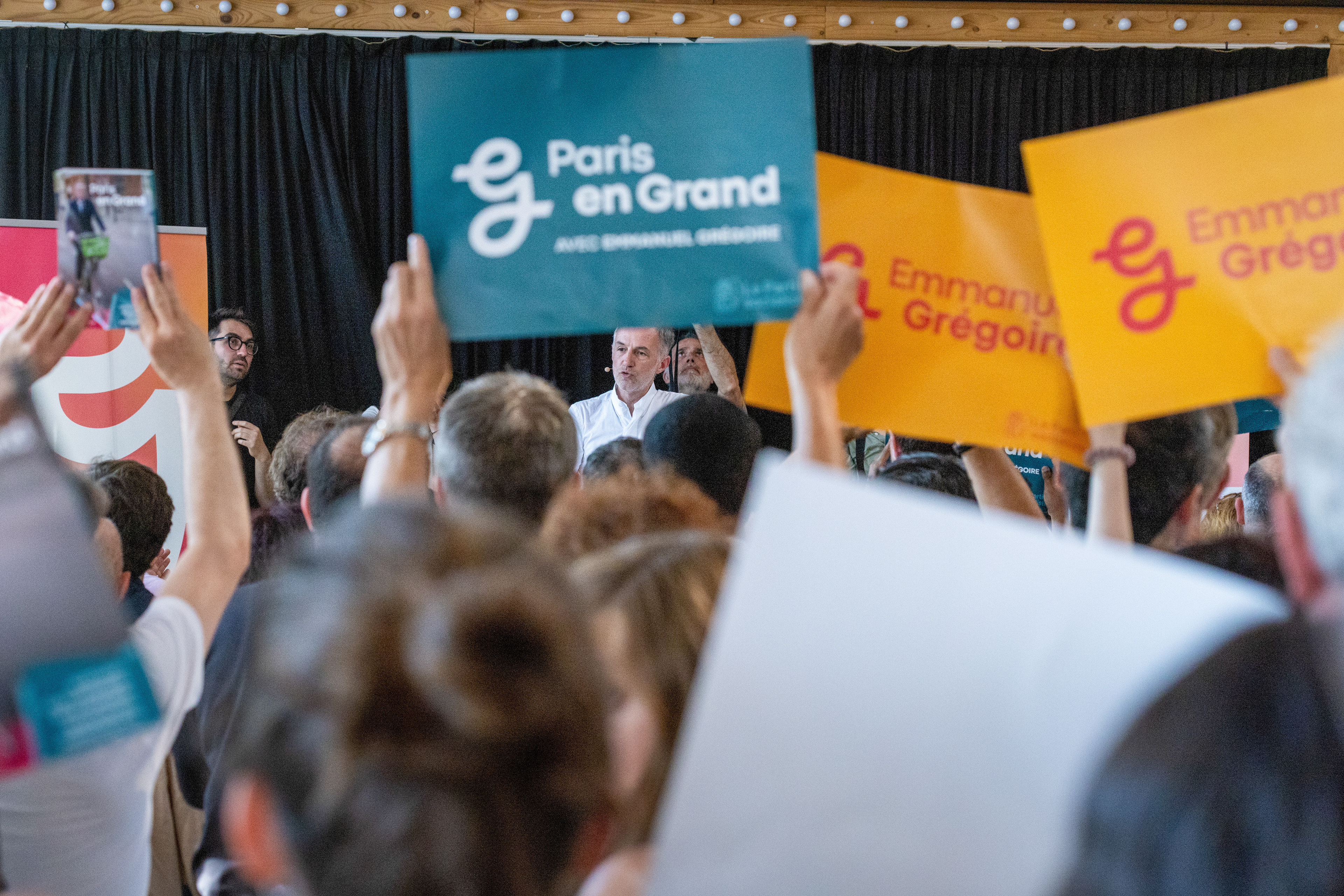 Emmanuel Gregoire - First meeting of campaign at the Petite Halle of La Villette