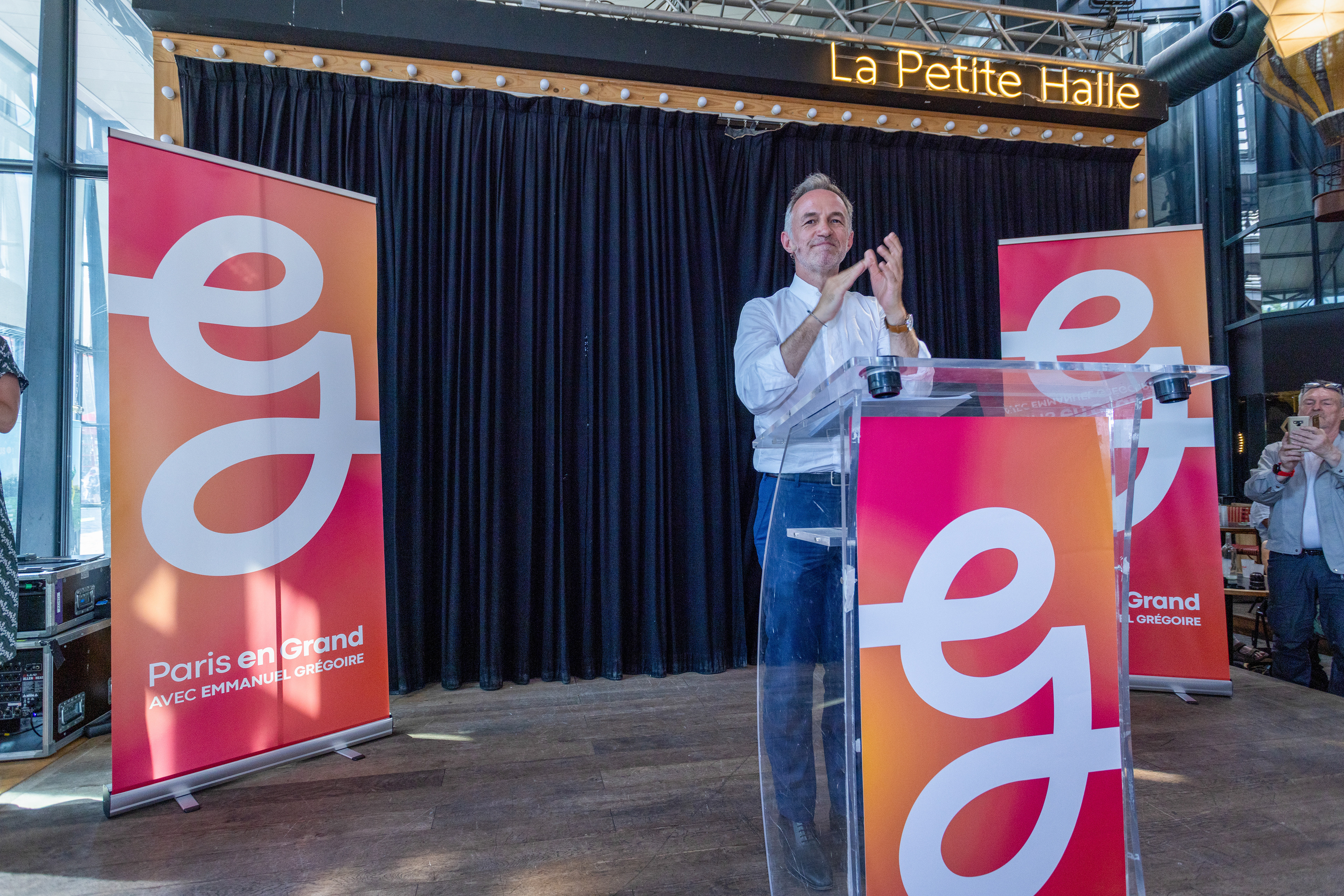 Emmanuel Gregoire - First meeting of campaign at the Petite Halle of La Villette