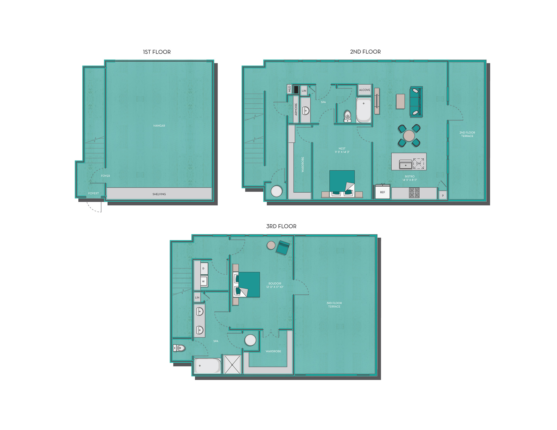 Alexan Henderson Color 2D Floor Plans