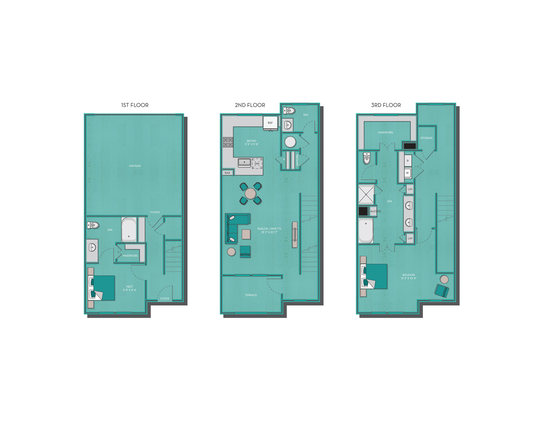 Alexan Henderson Color 2D Floor Plans