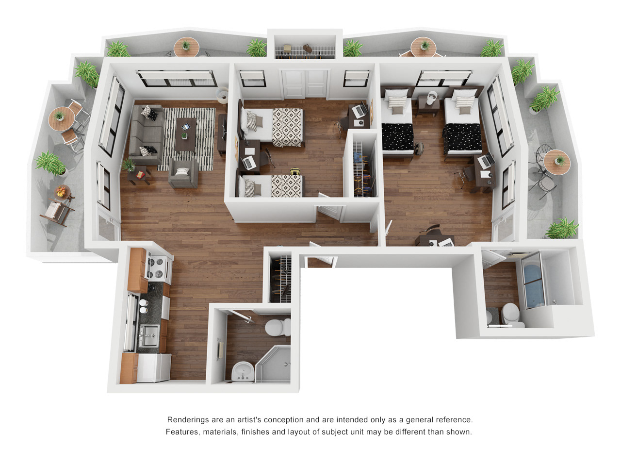 Allston + Stadium Student 3D Floor Plan