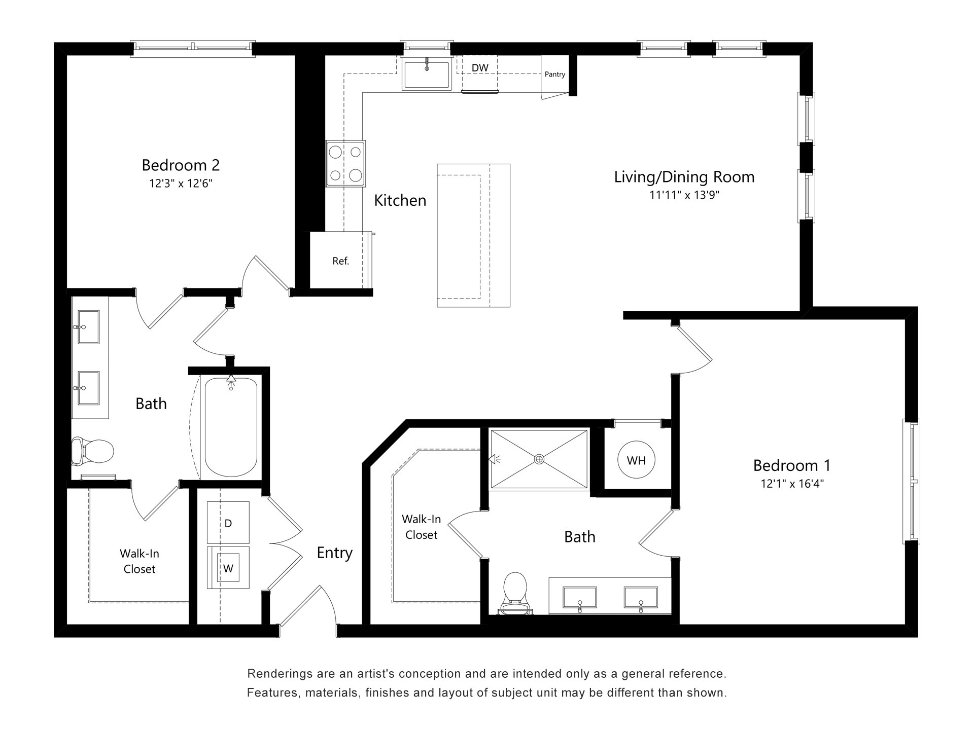 Marea Black & White 2D Floor Plans