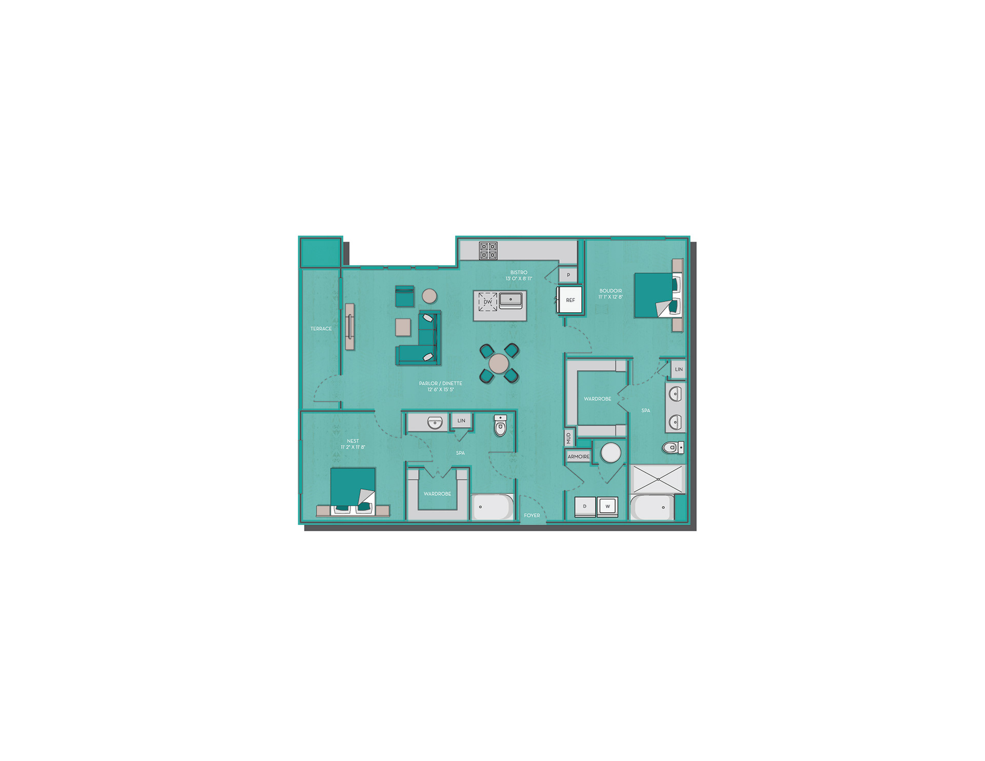 Alexan Henderson Color 2D Floor Plans