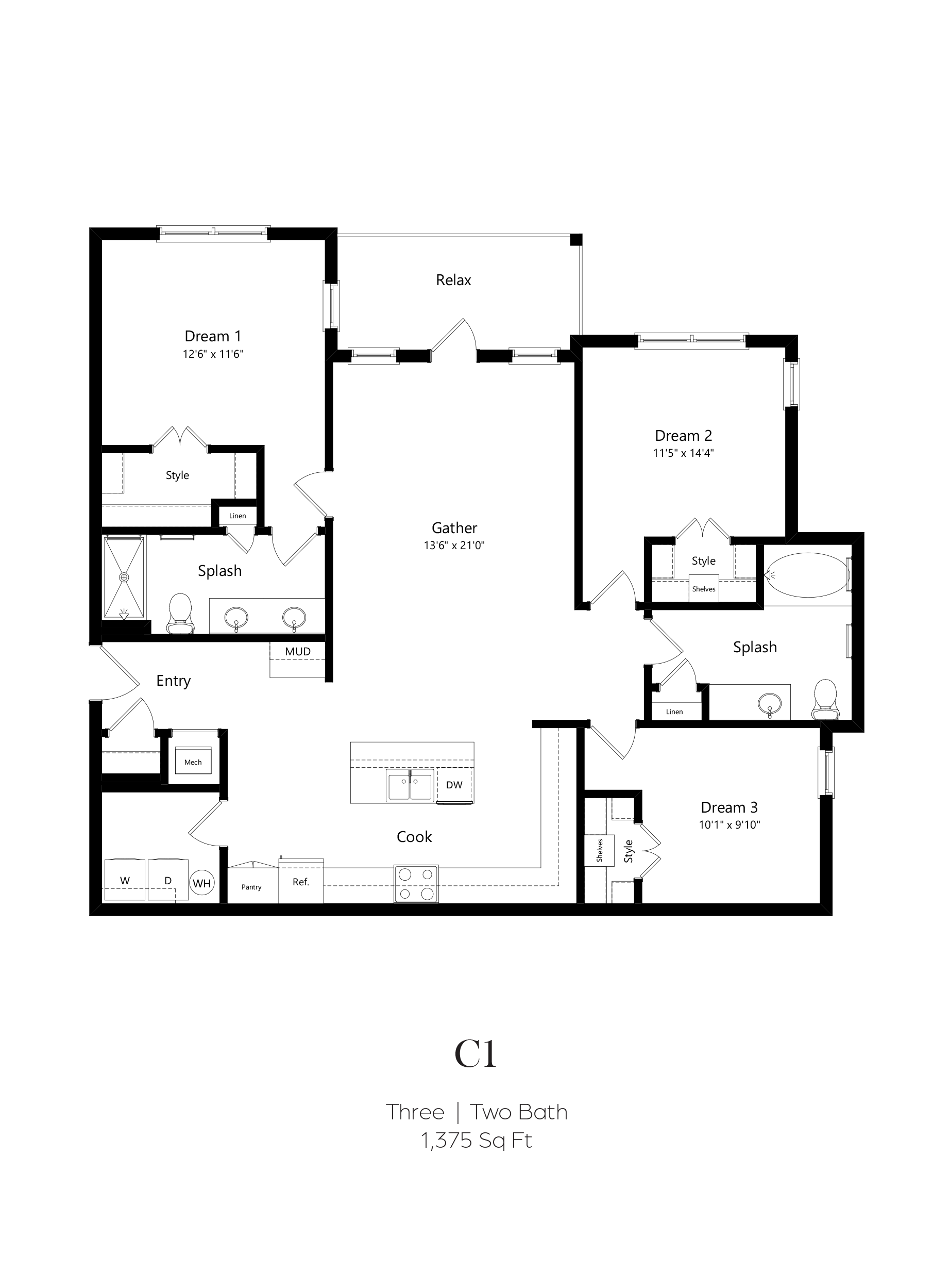 Park at Siena Black & White 2D Floor Plans
