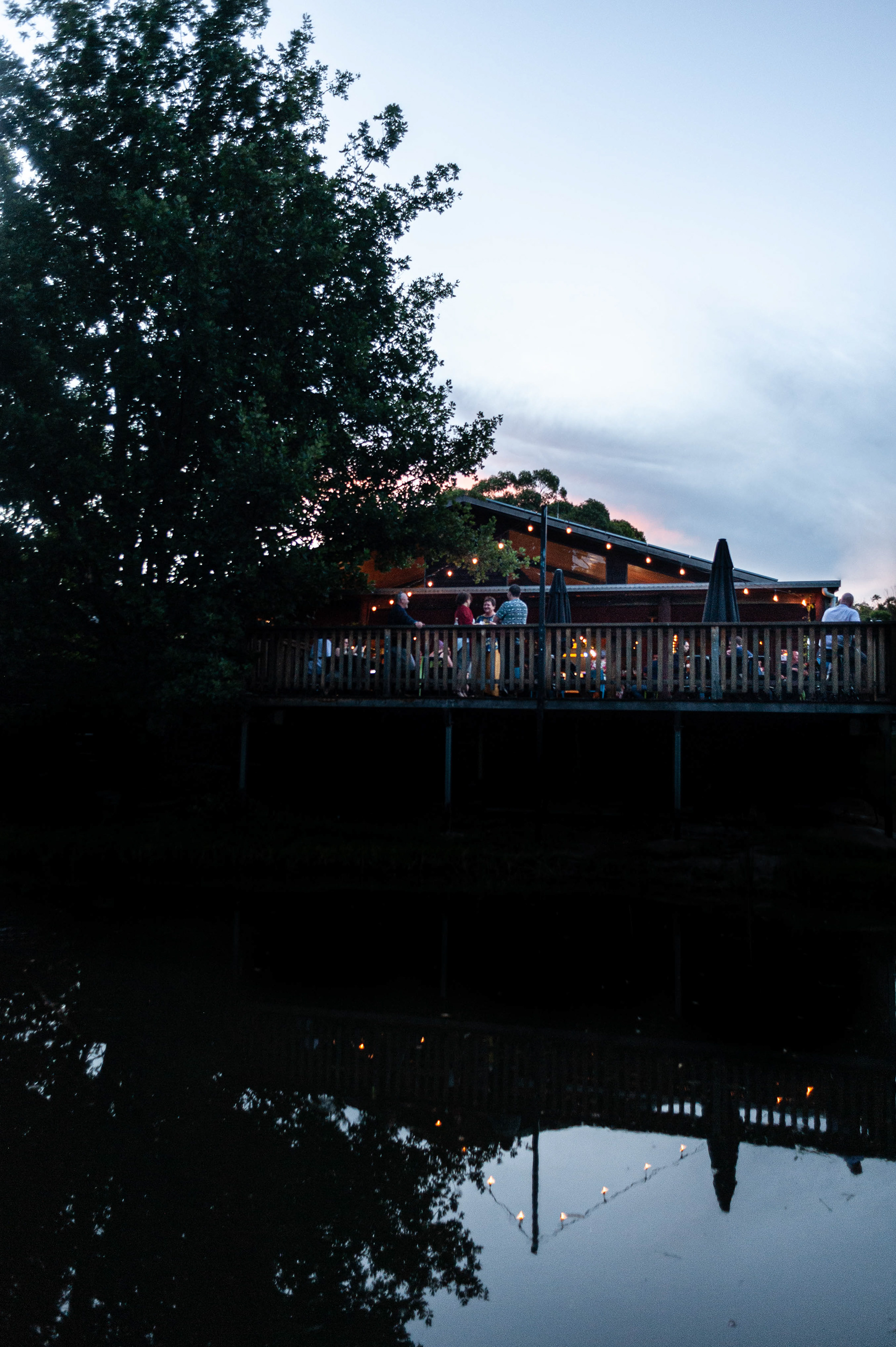 The Deck Bar overlooking the lake at Granite Belt Brewery