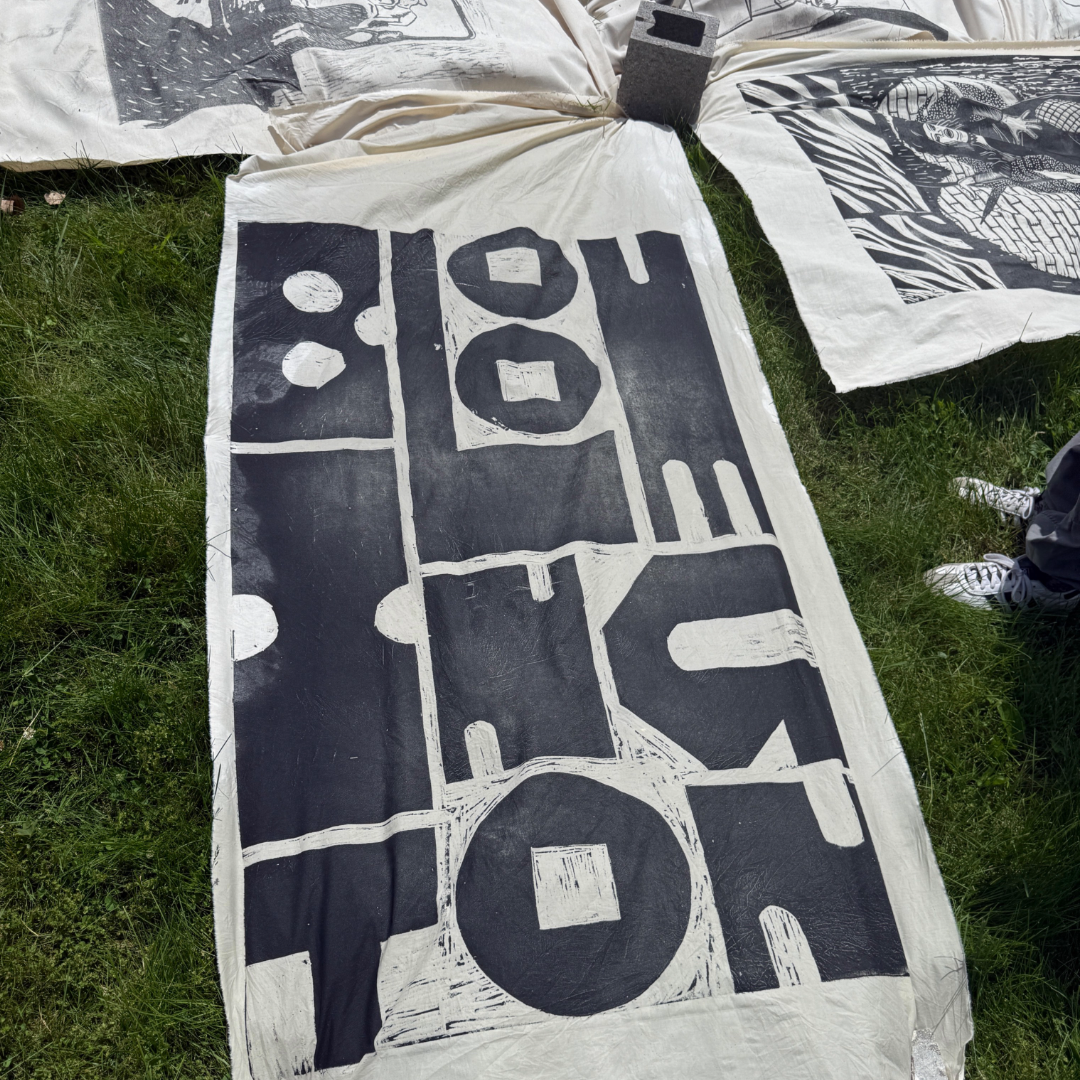 Prints drying on the hill.