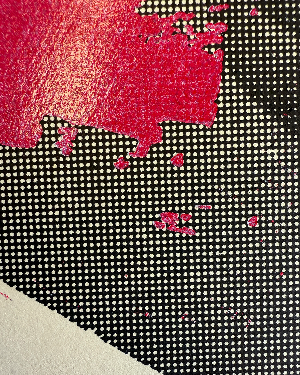 Detail photo of halftones and tight registration.
