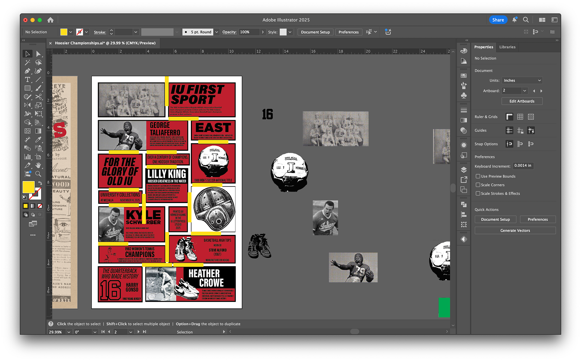 First version of the poster in Adobe Illustrator. Checking alignment.
