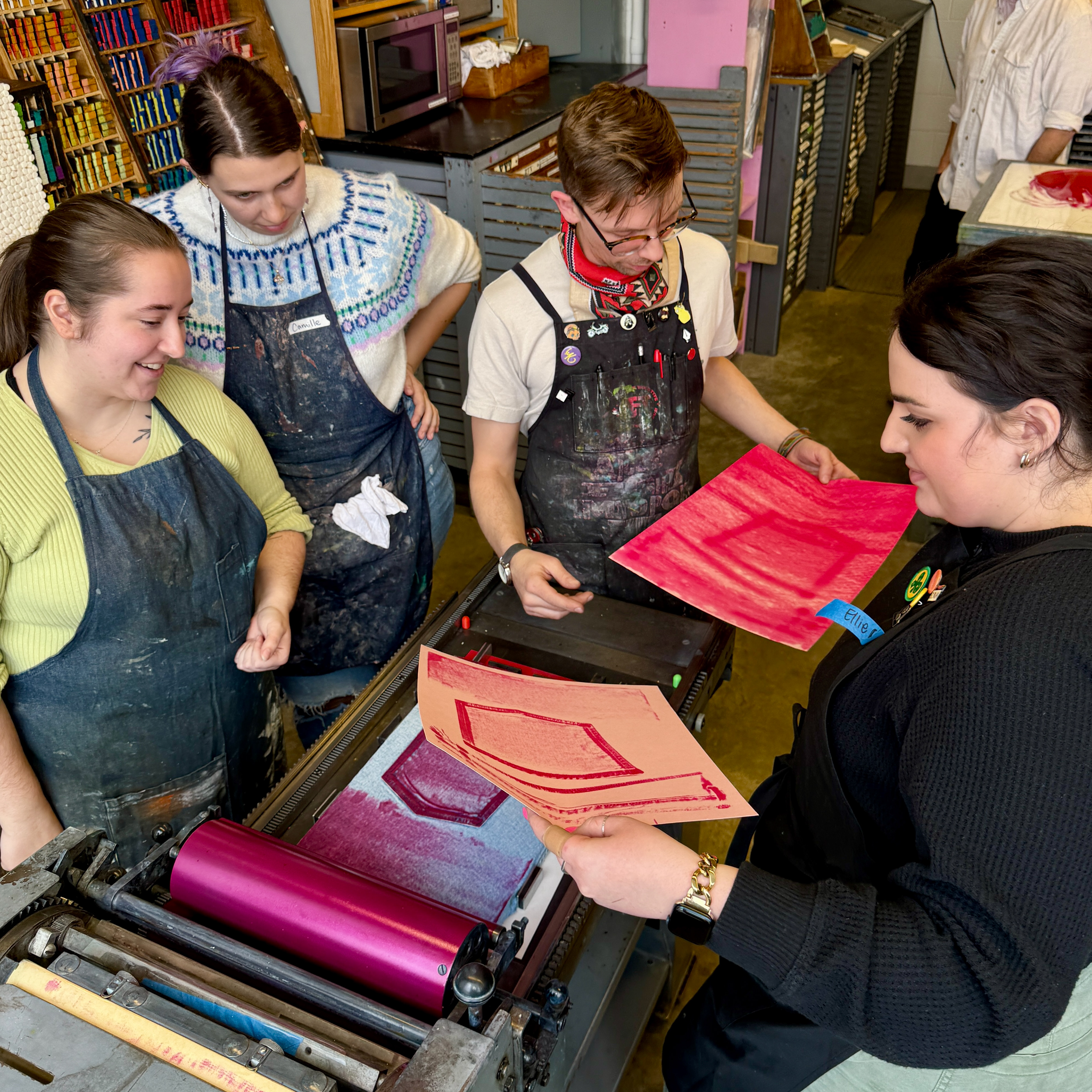 Celene Aubrey visit in 2025 | Workshop with students in the Letterpress class