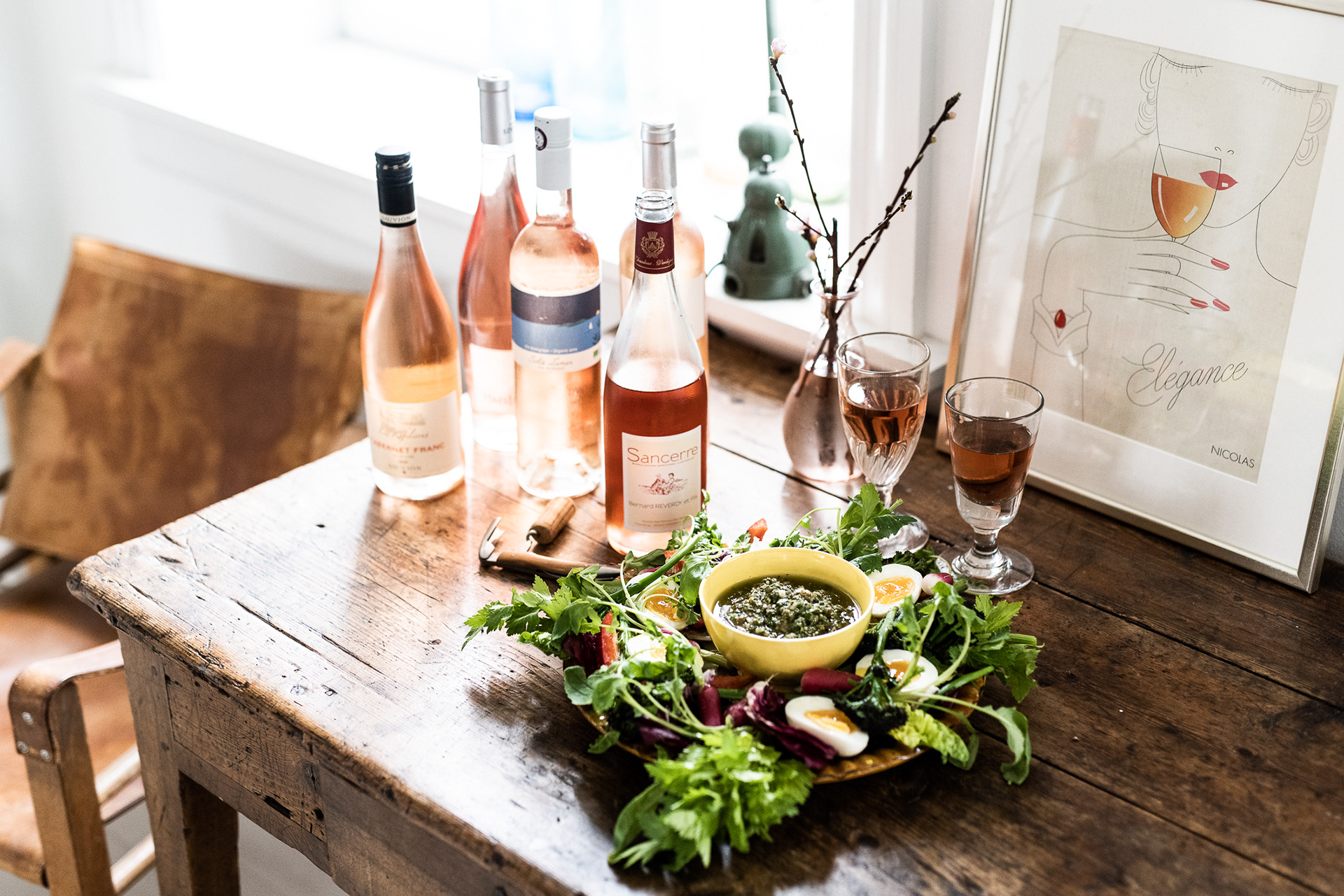 Salad and wine - from shooting Løgismose Magazine - photo Martin Kaufmann