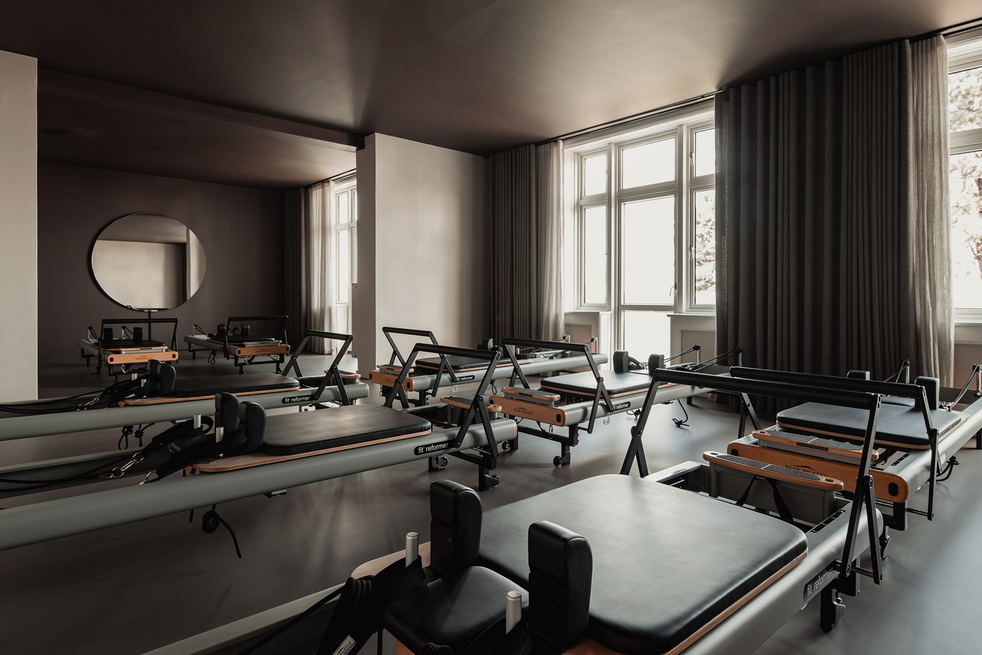 Image from reformer studio at Kurhotel Skodsborg with instructor Barbara Johansdottir - photo Martin Kaufmann