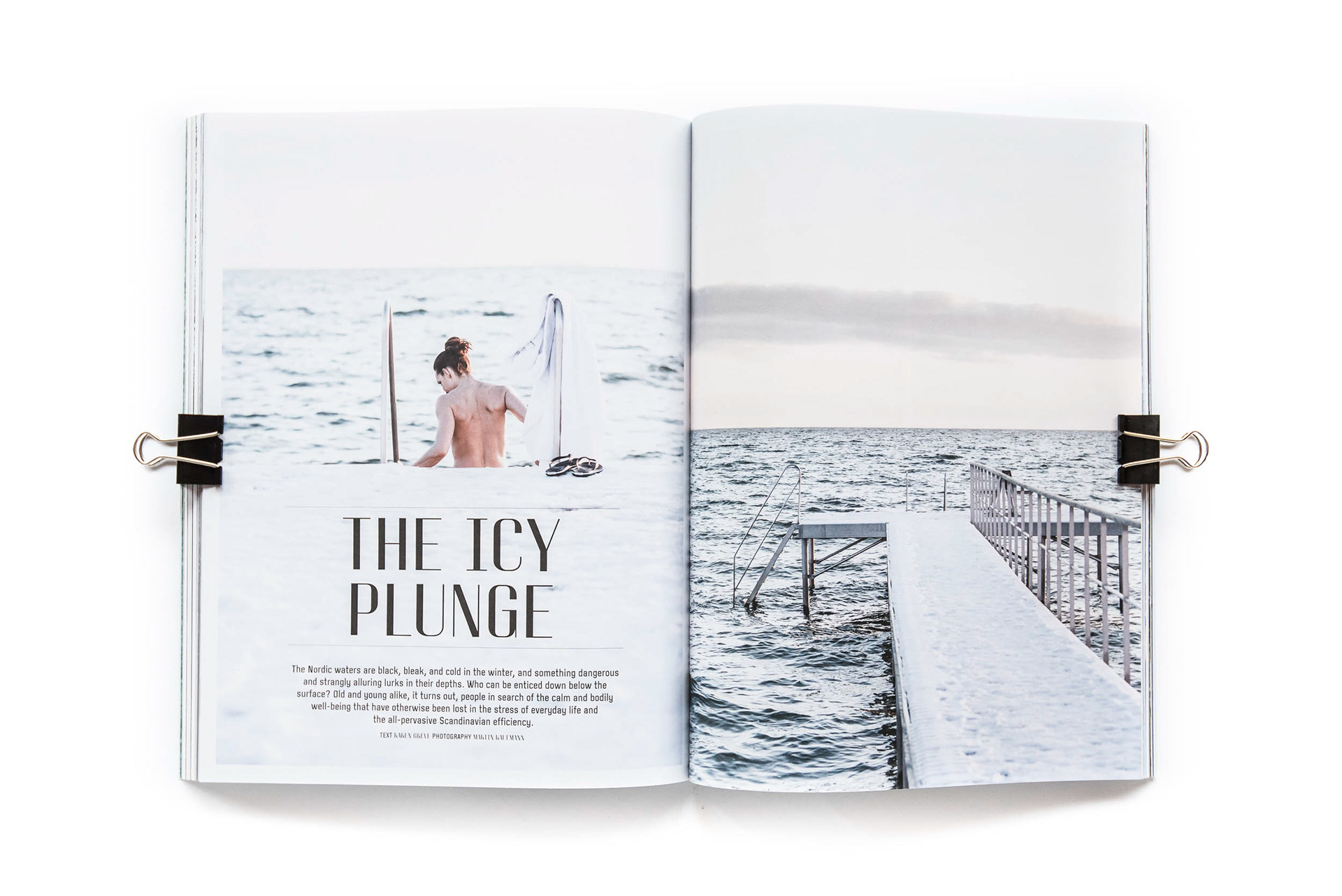Winter bather - woman swimming - editorial for OAK Magazine - photo Martin Kaufmann