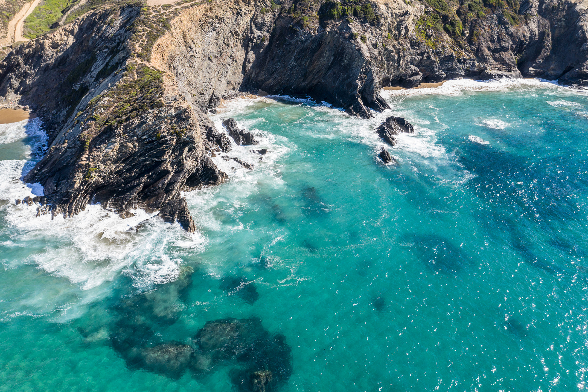 Drone image, Atlantic Ocean, Alentejo coast in Portugal