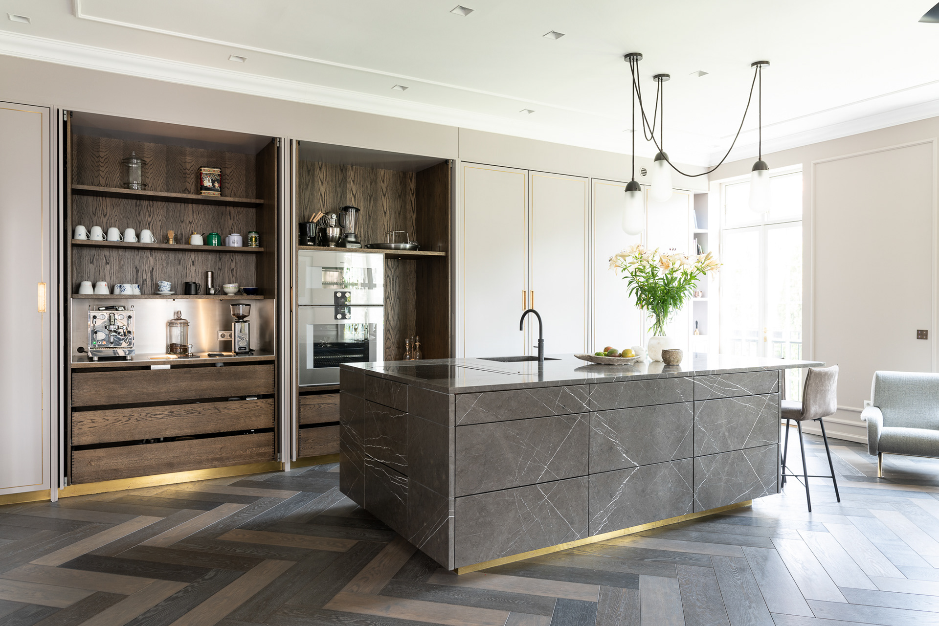 Kitchen - Suite 07, renovated villa in Copenhagen, Denmark. Photographer Martin Kaufmann