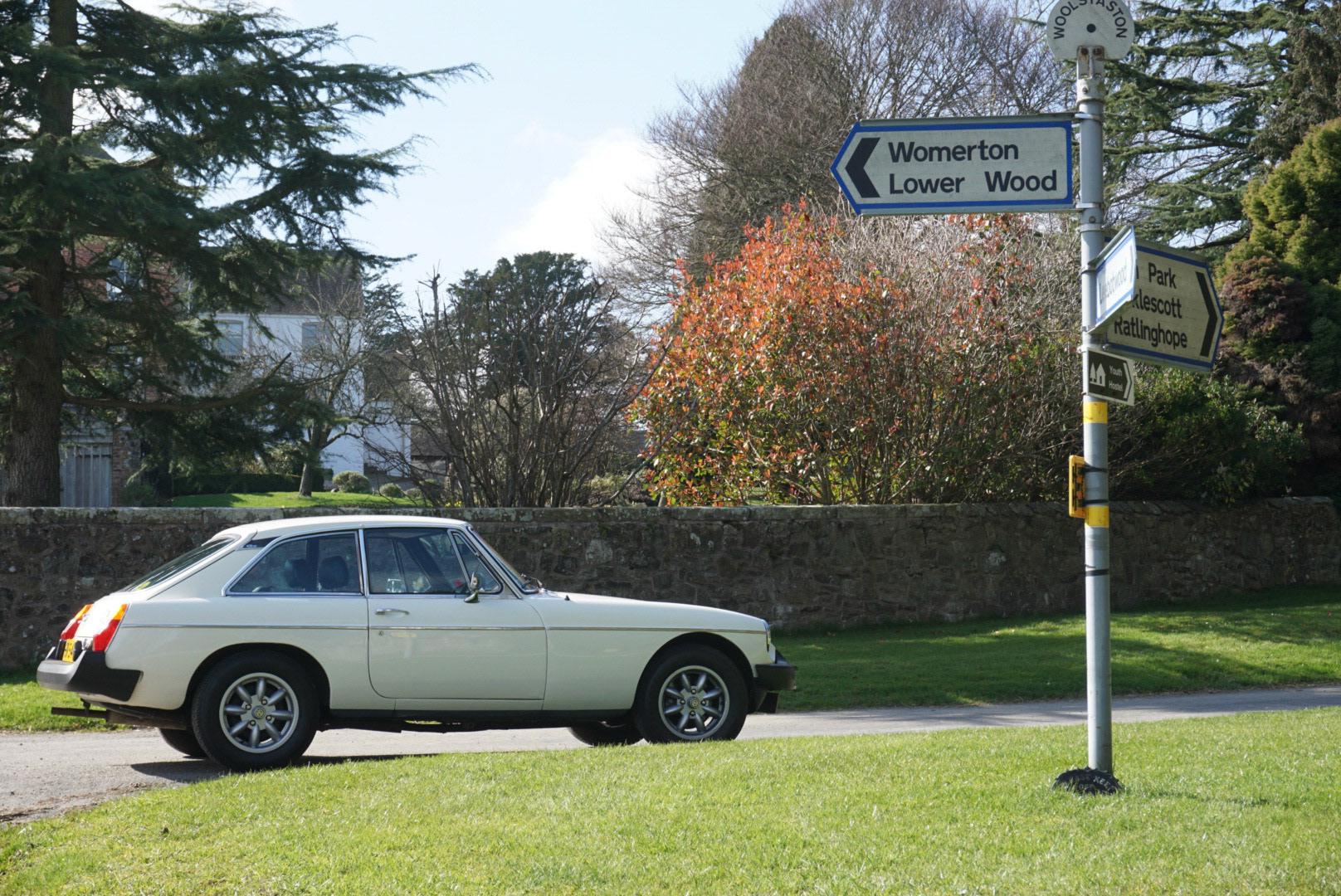 MGB GT in spring scene