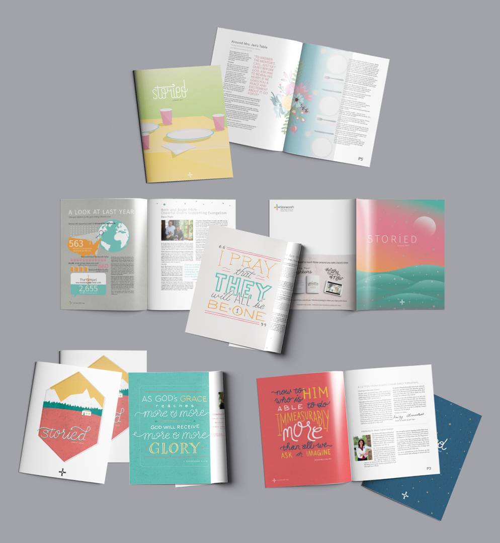Storied illustration and lettering mockups