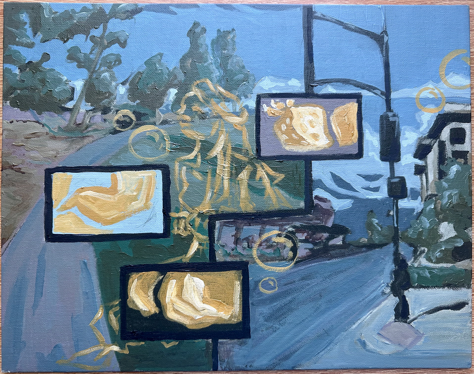 Spring 2024. A collage painting. These are all photos that I took myself.