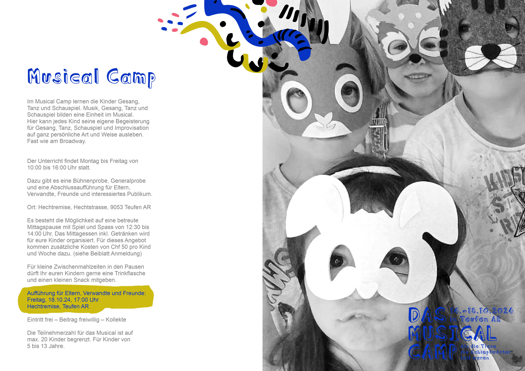Info Broschüre Musical Camp, Teufen