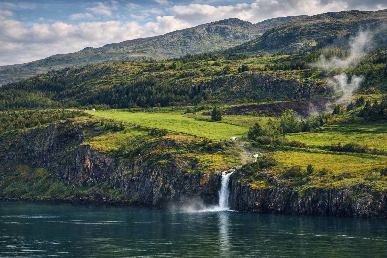 Waterfall near Seydisfjördur, Iceland