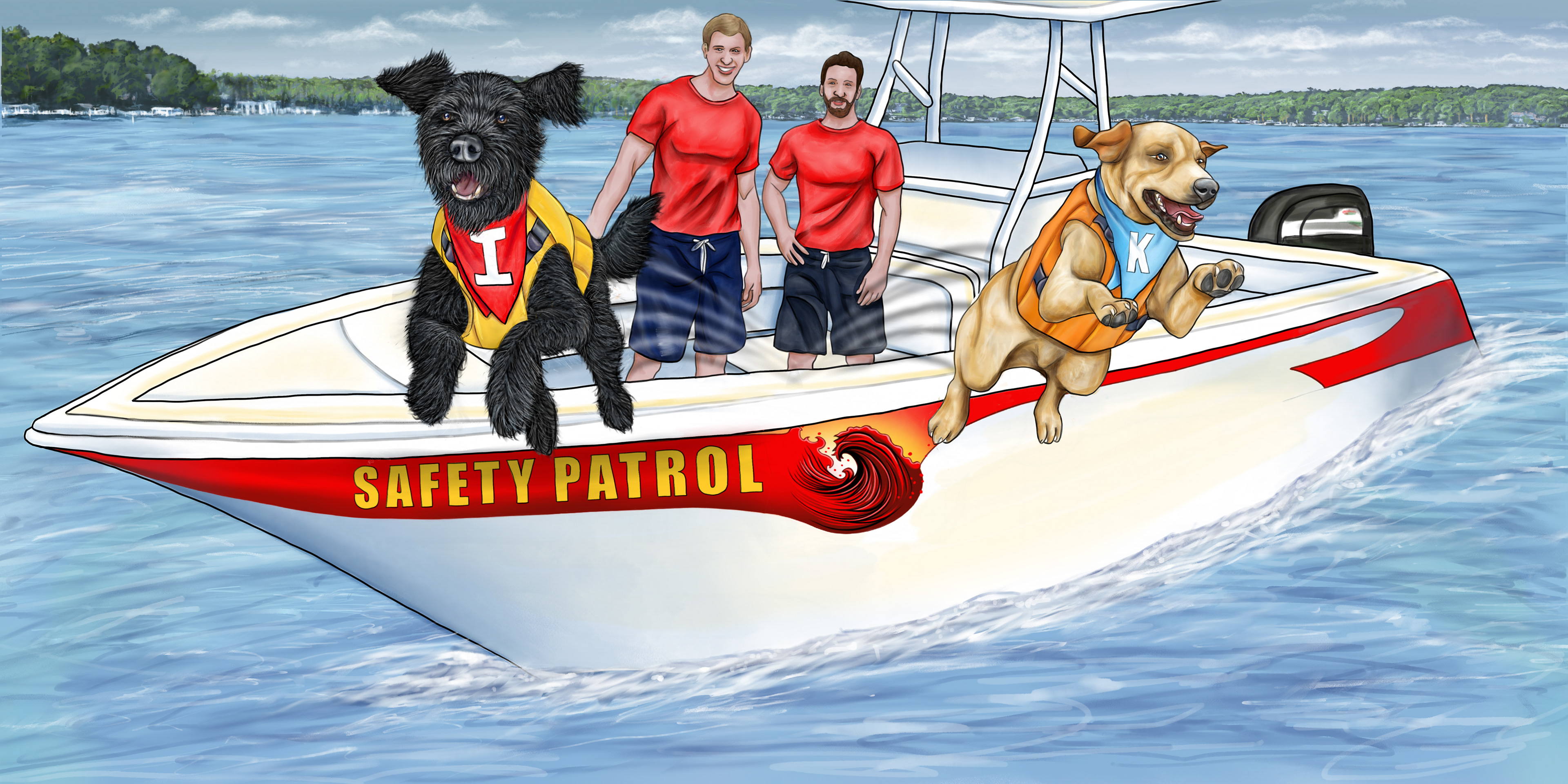 Izzy and Kish jumping from patrol boat