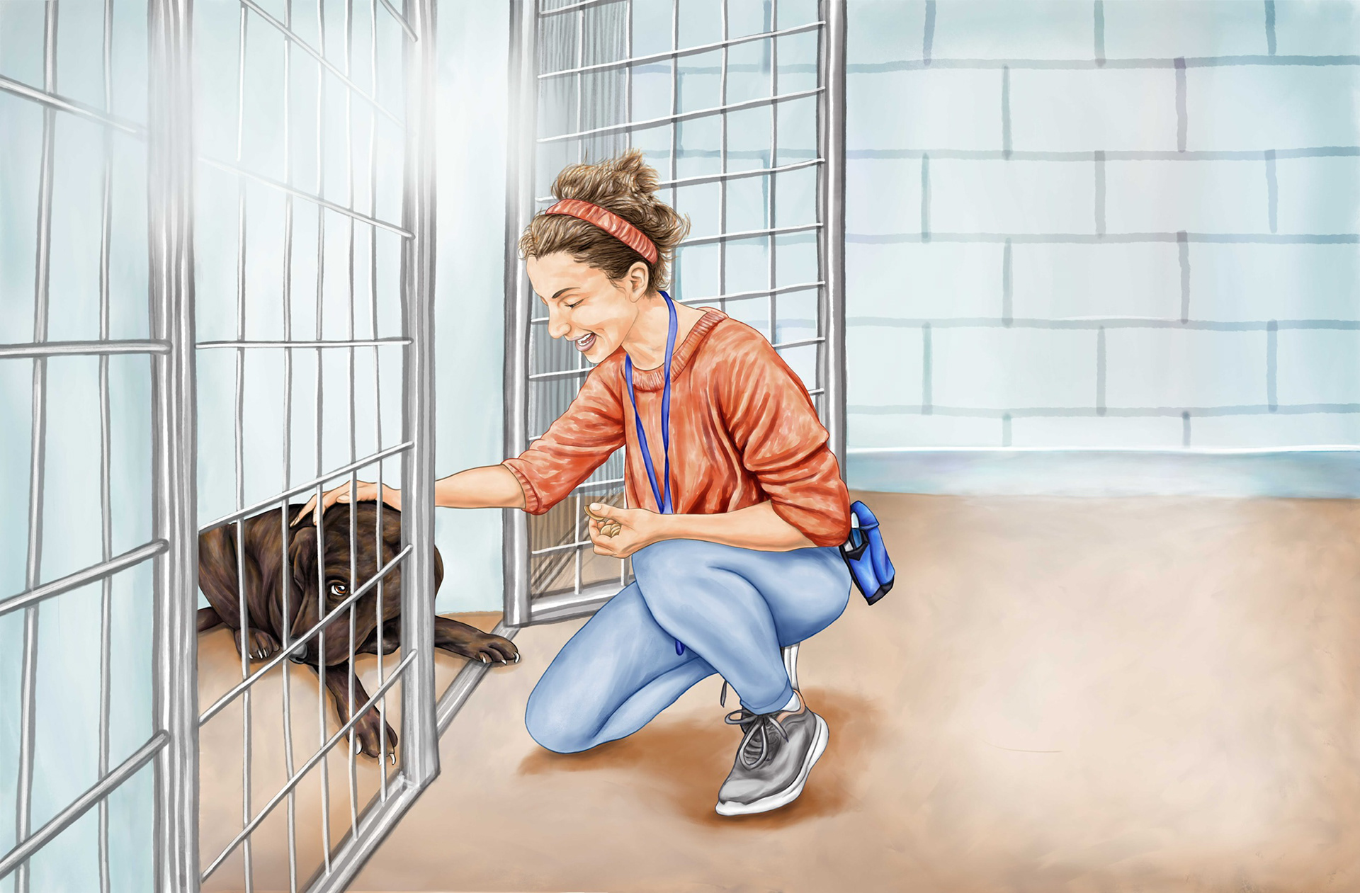 Gabbi and shelter worker