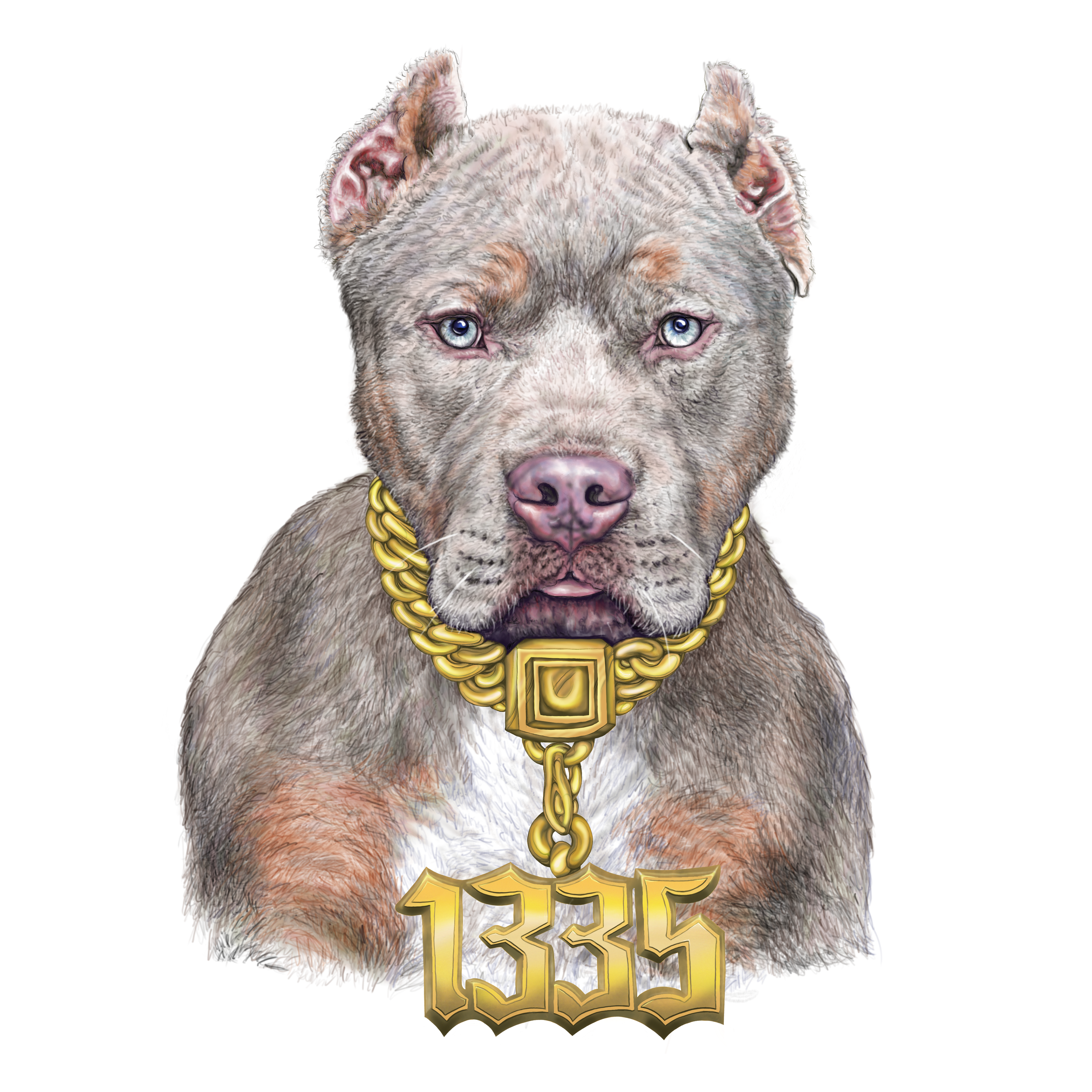 Dog portrait of Pitbull by Joan Zander Millard, ZeeeArts