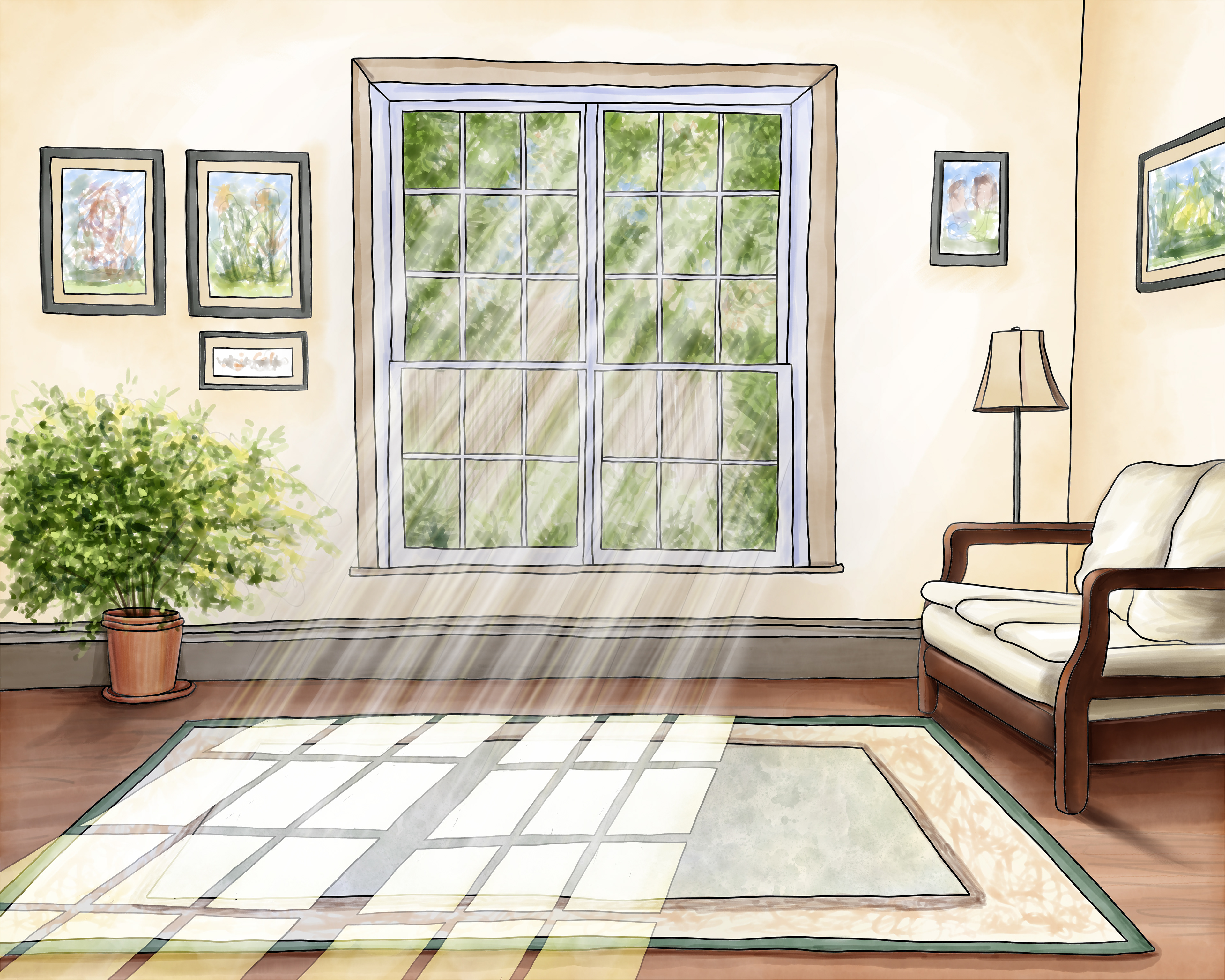 Morning sunbeam warming the floor